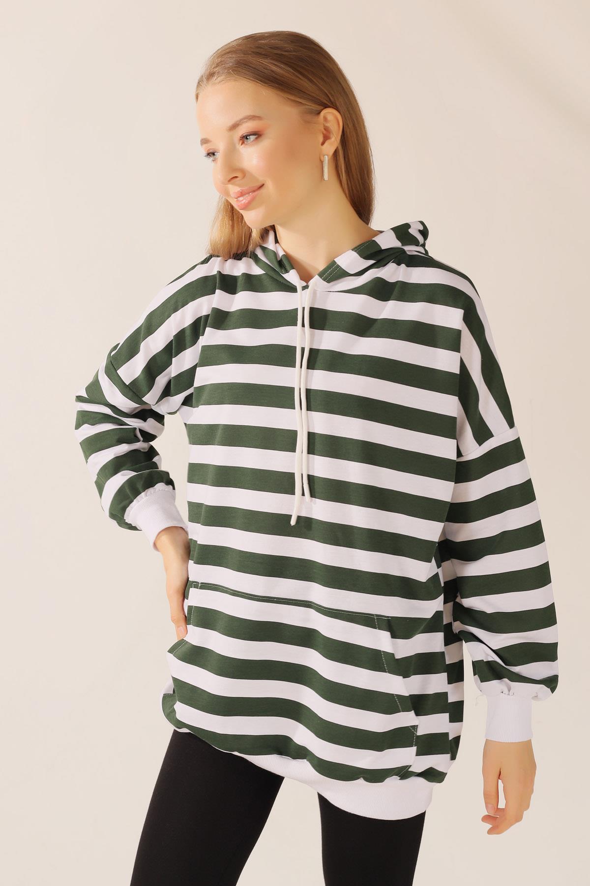 Nefti Kapüşonlu Çizgili Sweat 1770 - 1