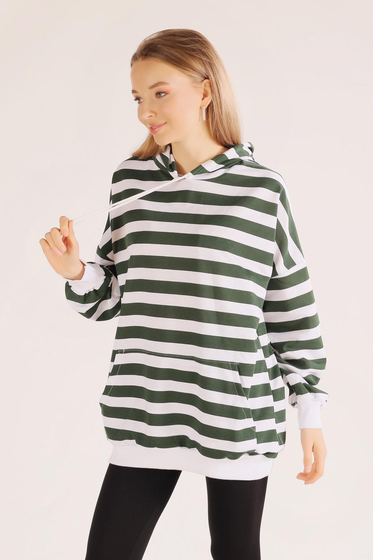 Nefti Kapüşonlu Çizgili Sweat 1770 - 2