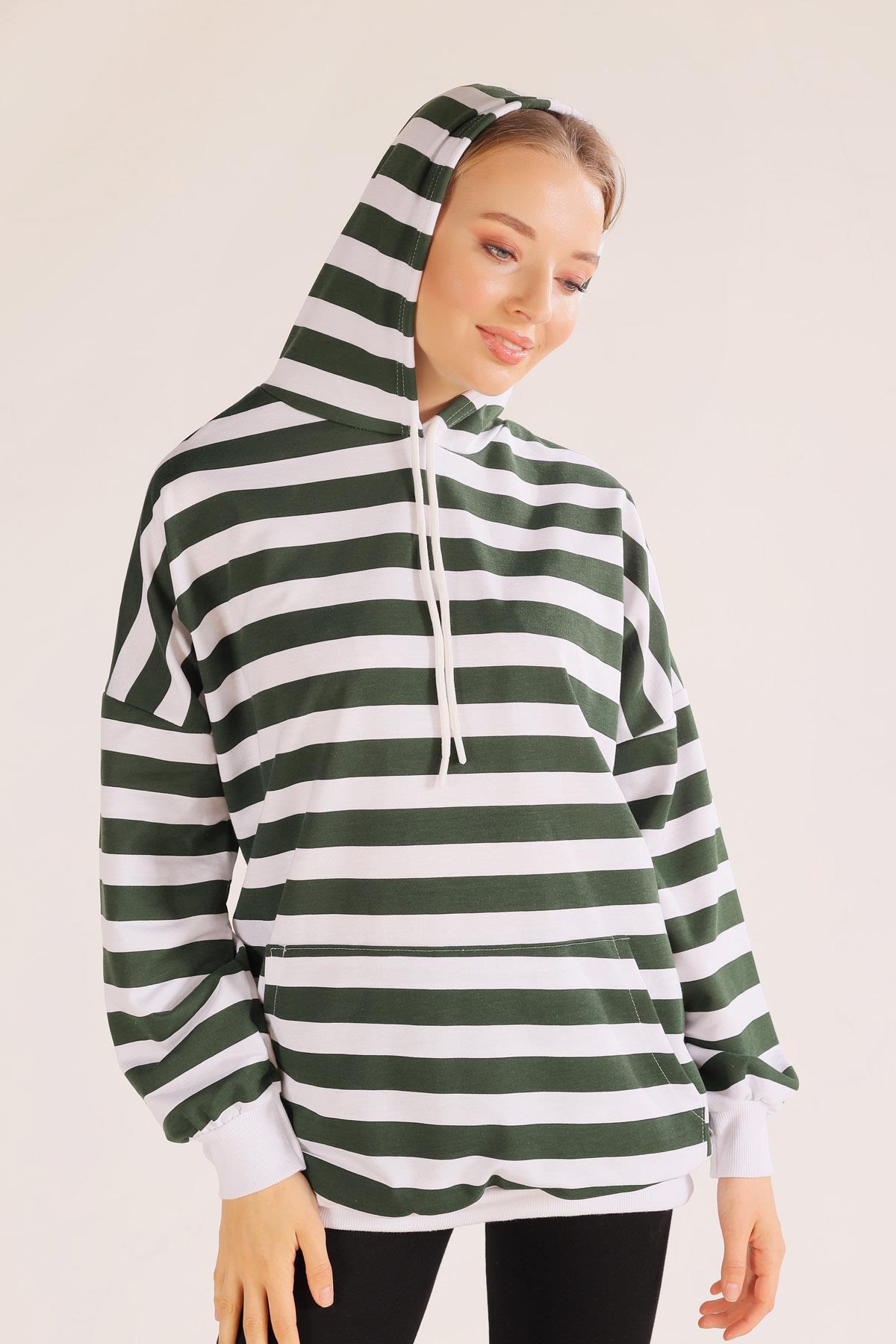 Nefti Kapüşonlu Çizgili Sweat 1770 - 4