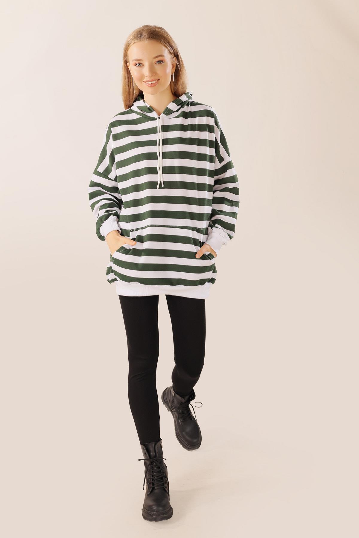 Nefti Kapüşonlu Çizgili Sweat 1770 - 6