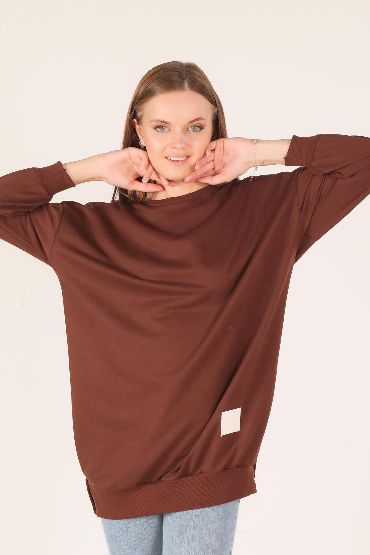 1418 Arma Detaylı Sweat Acı Kahve - 4