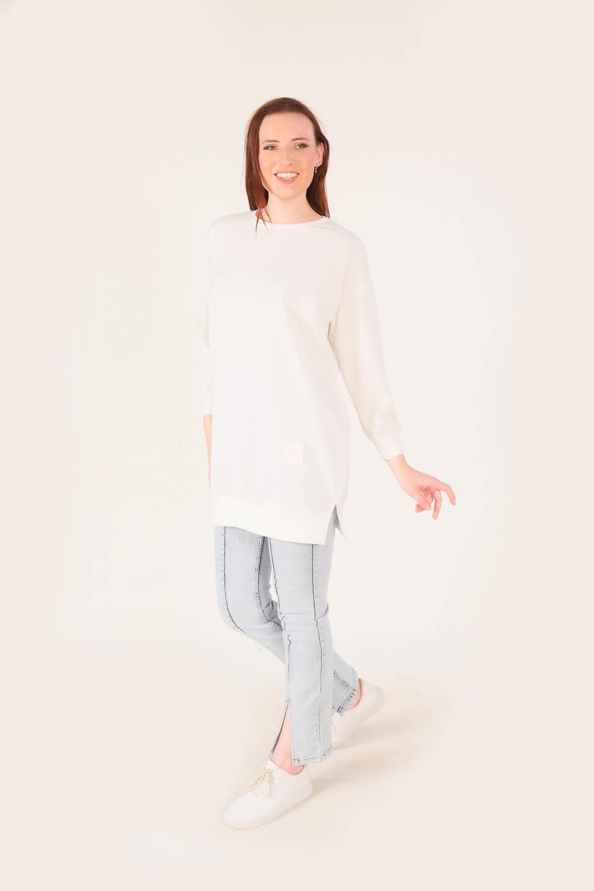 Beyaz Arma Detaylı Sweat 1418 - 2