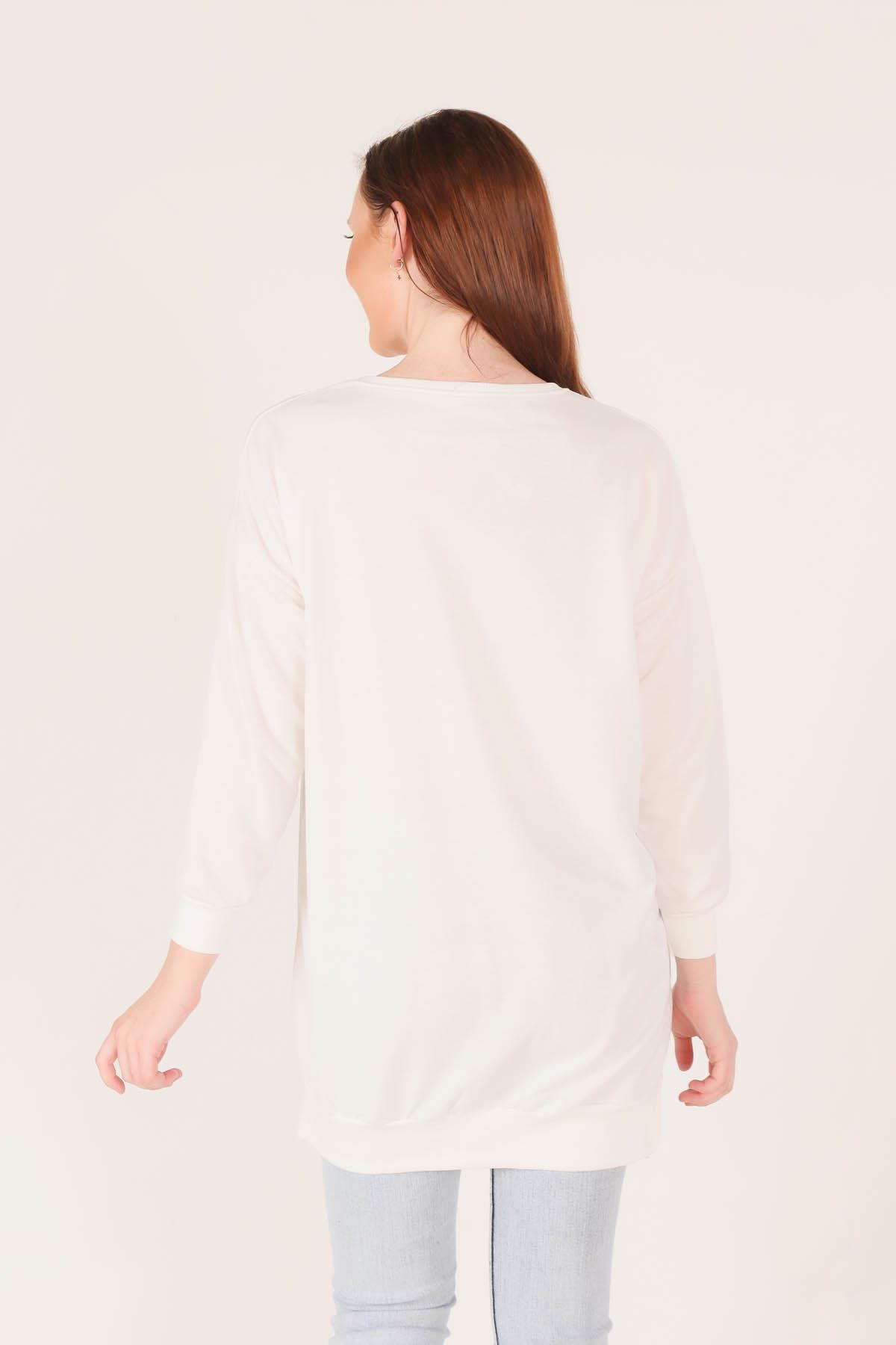 Beyaz Arma Detaylı Sweat 1418 - 4
