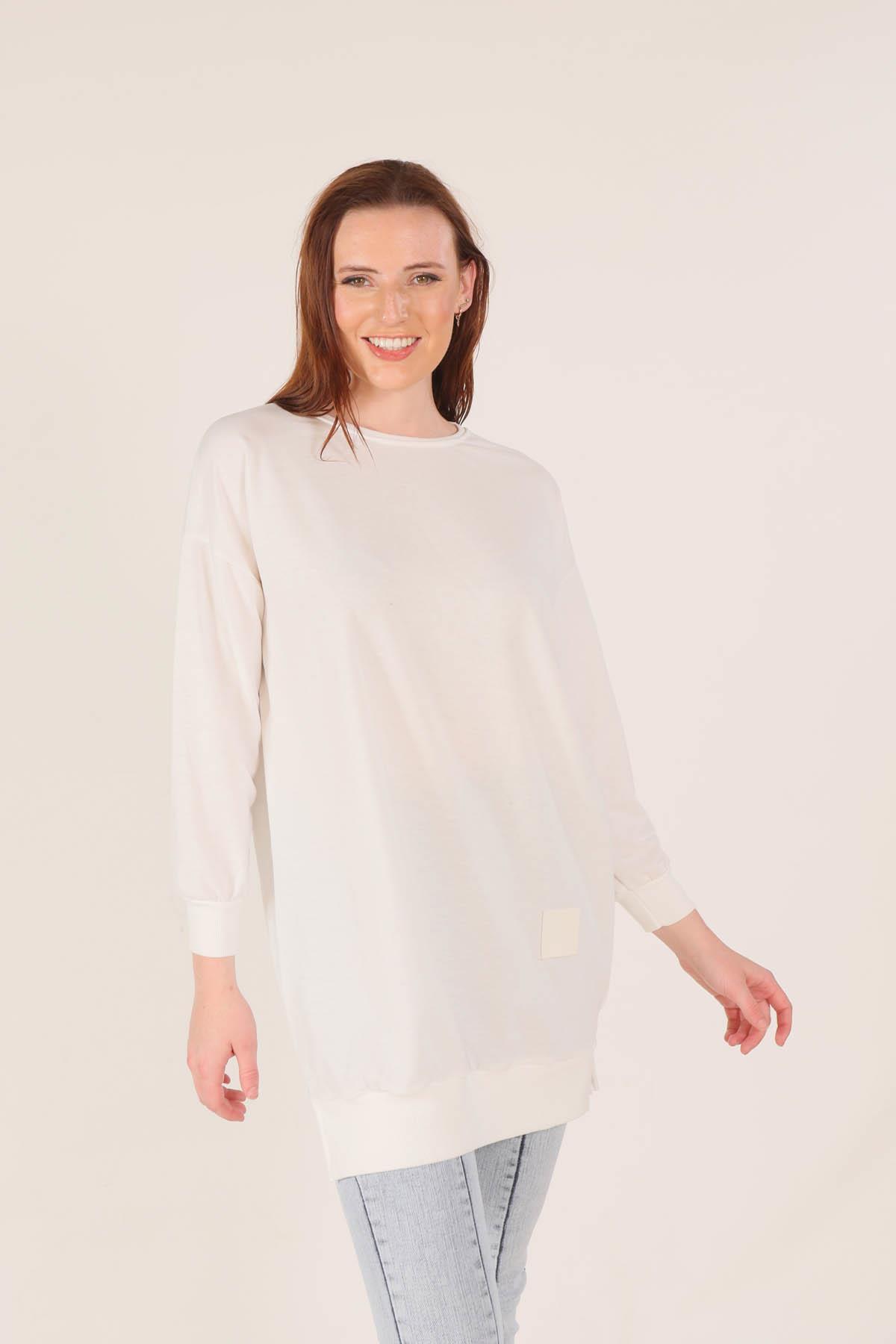 1418 Arma Detaylı Sweat Beyaz - 3