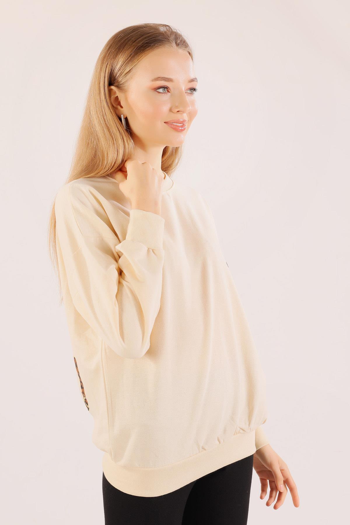 8632 Arkası Kaplan Baskı Sweat Bej - 4