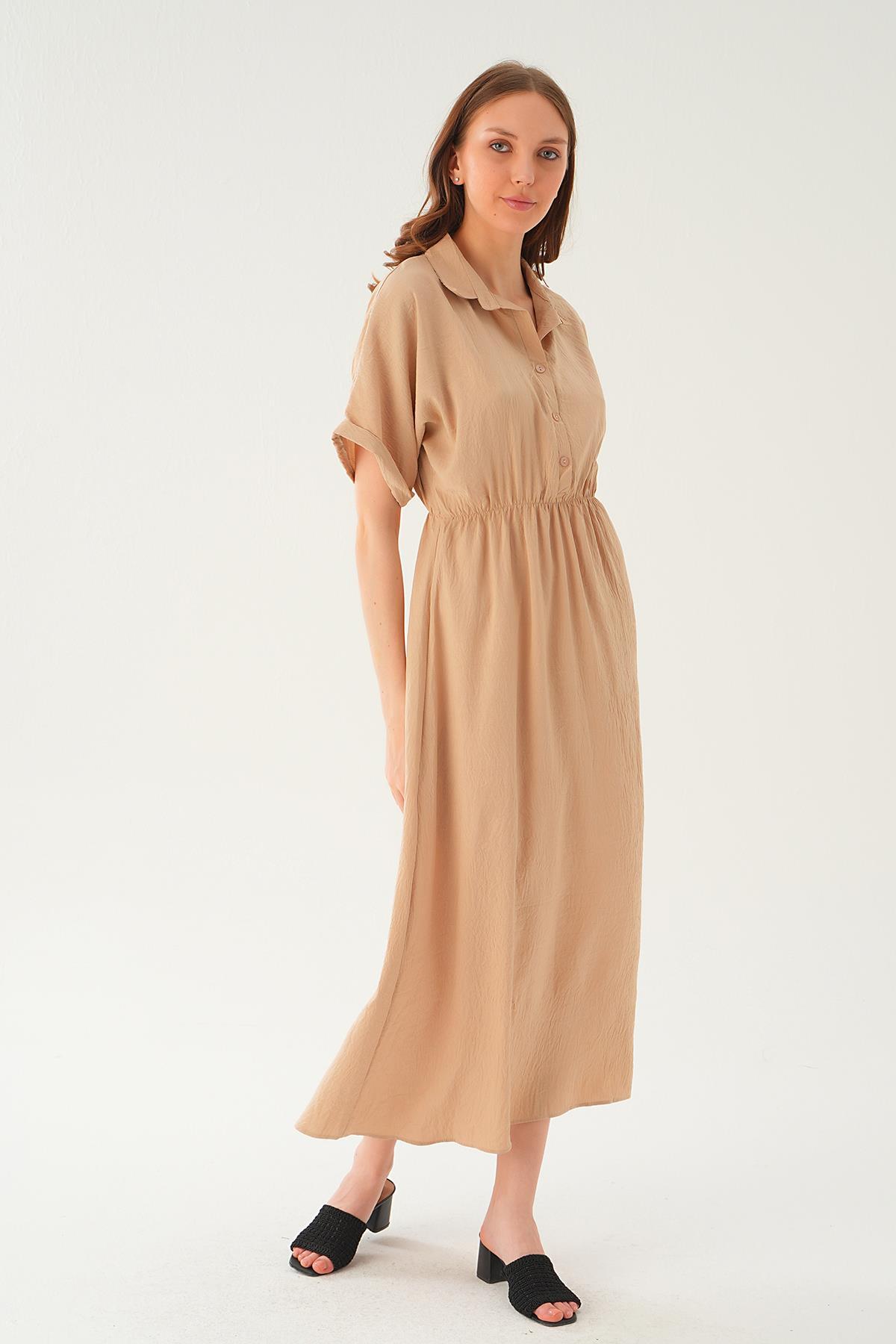 Vizon Gömlek Yaka Elbise 8663 