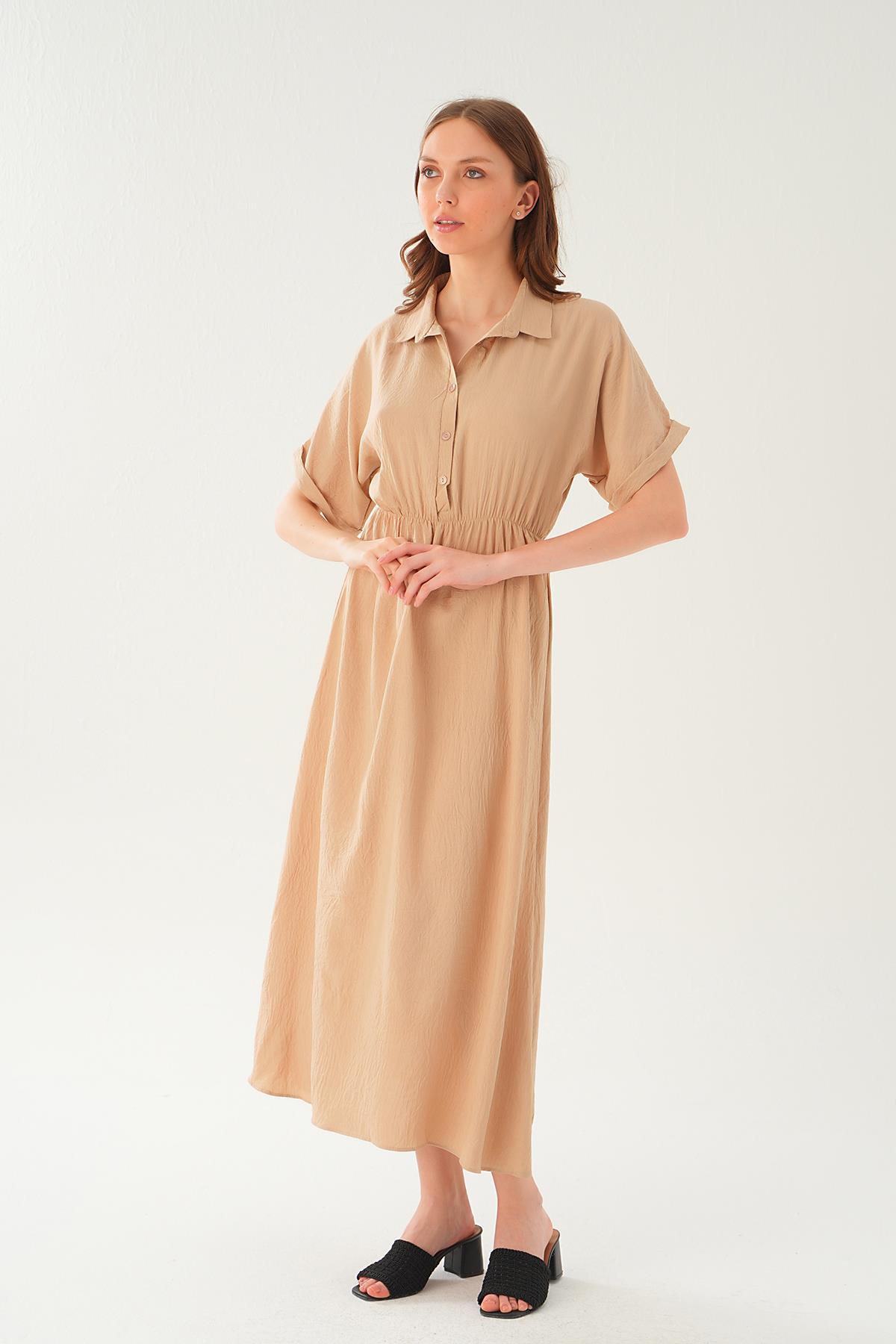 Vizon Gömlek Yaka Elbise 8663 - 3