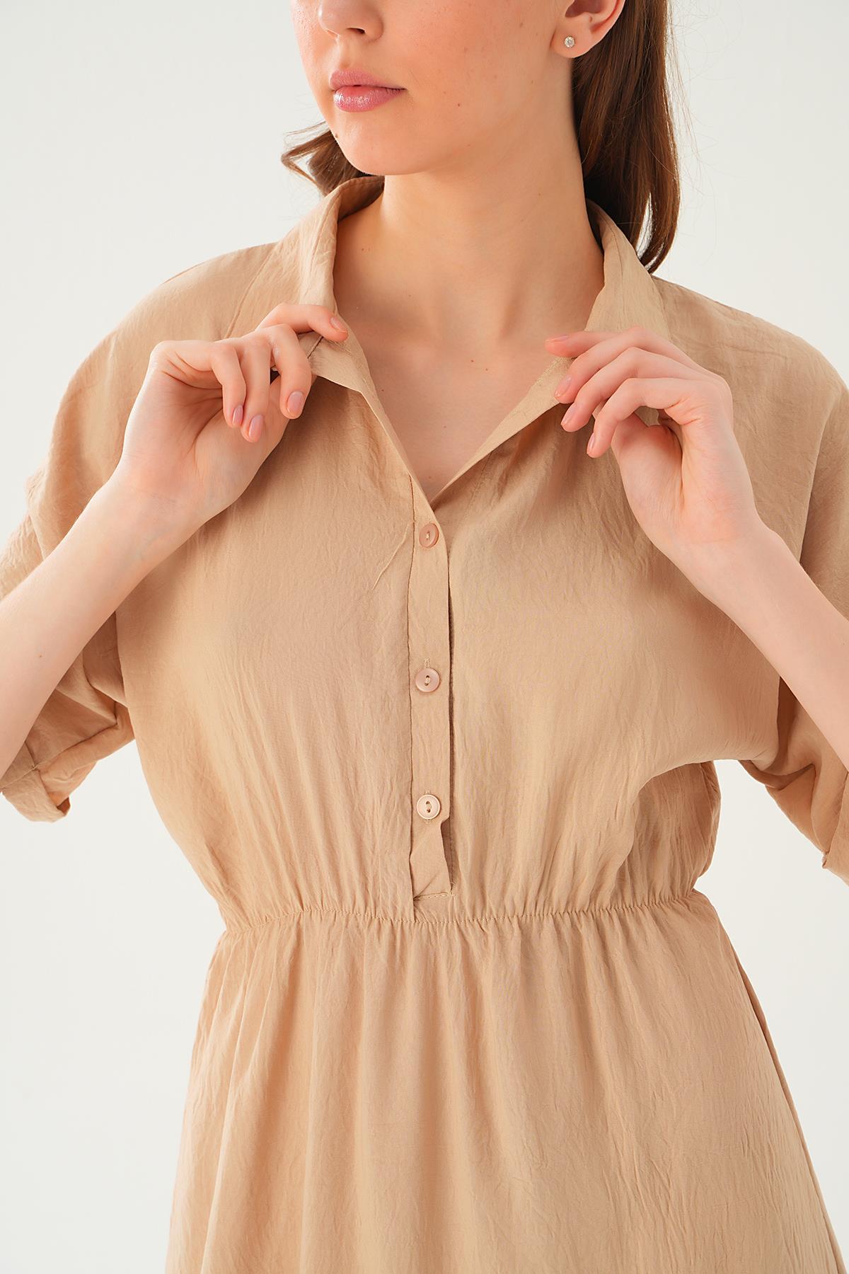 Vizon Gömlek Yaka Elbise 8663 - 5