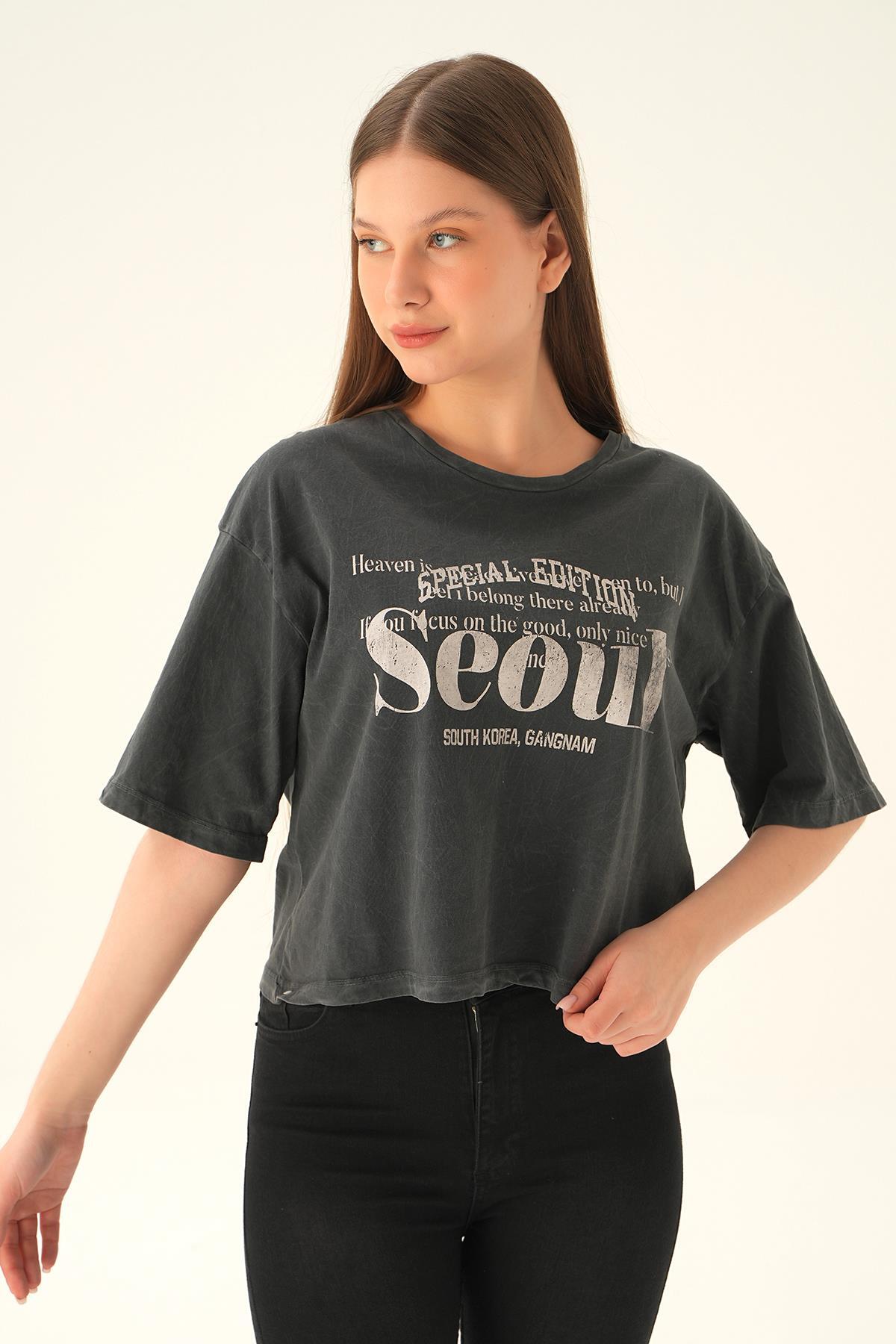 Füme Yıkamalı Tişört 8716 - 2