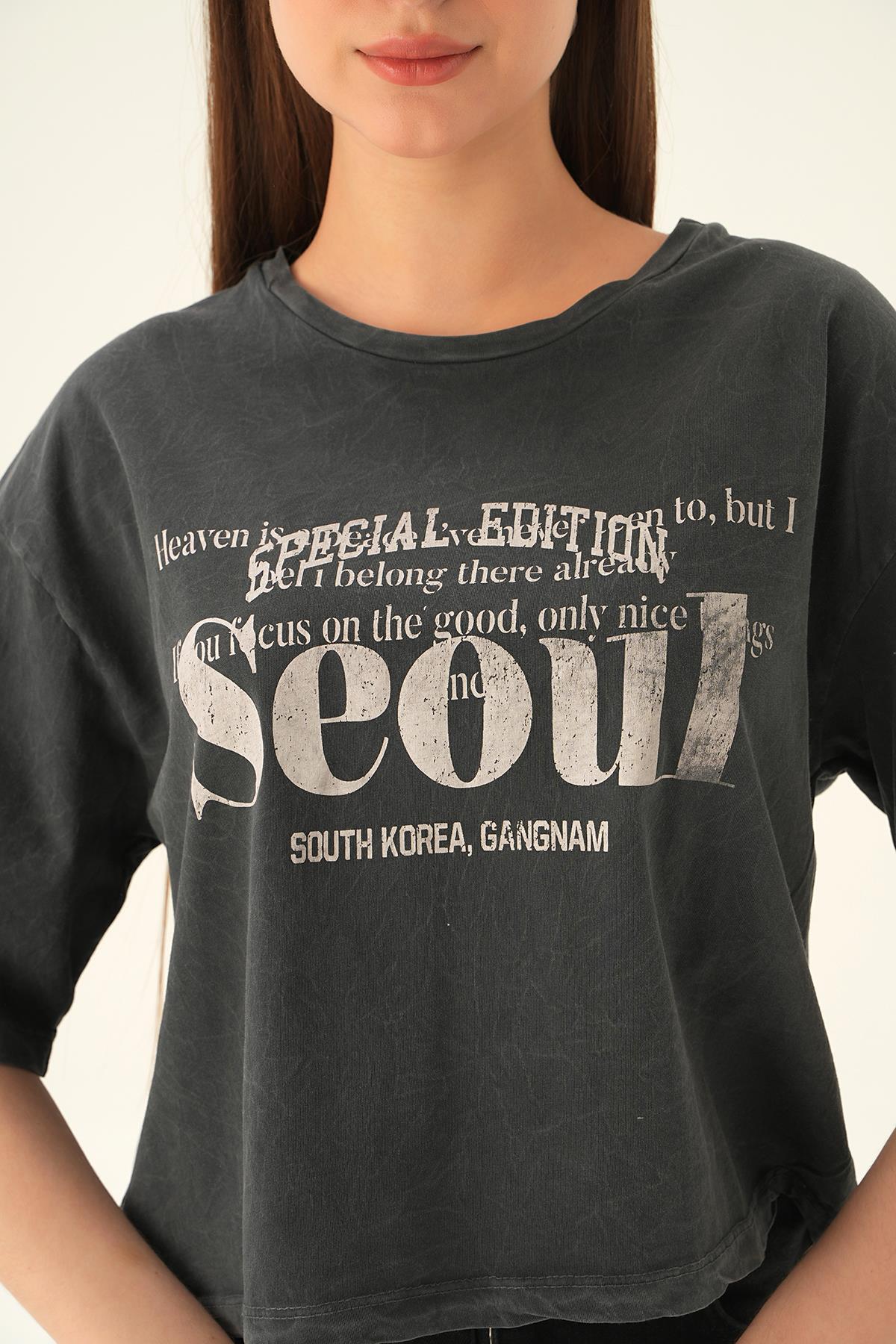 Füme Yıkamalı Tişört 8716 - 5