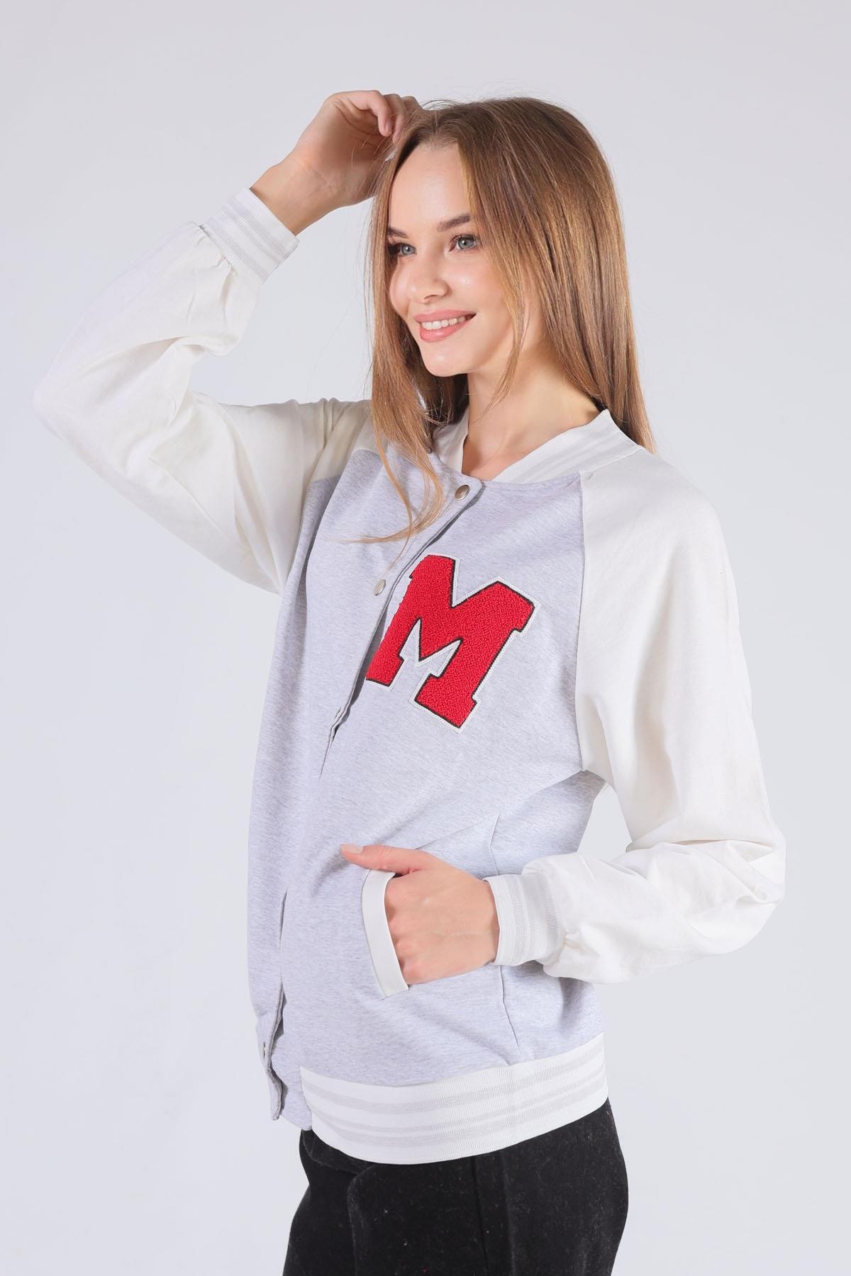 8831 M Baskı Kolej Ceket Gri - 1