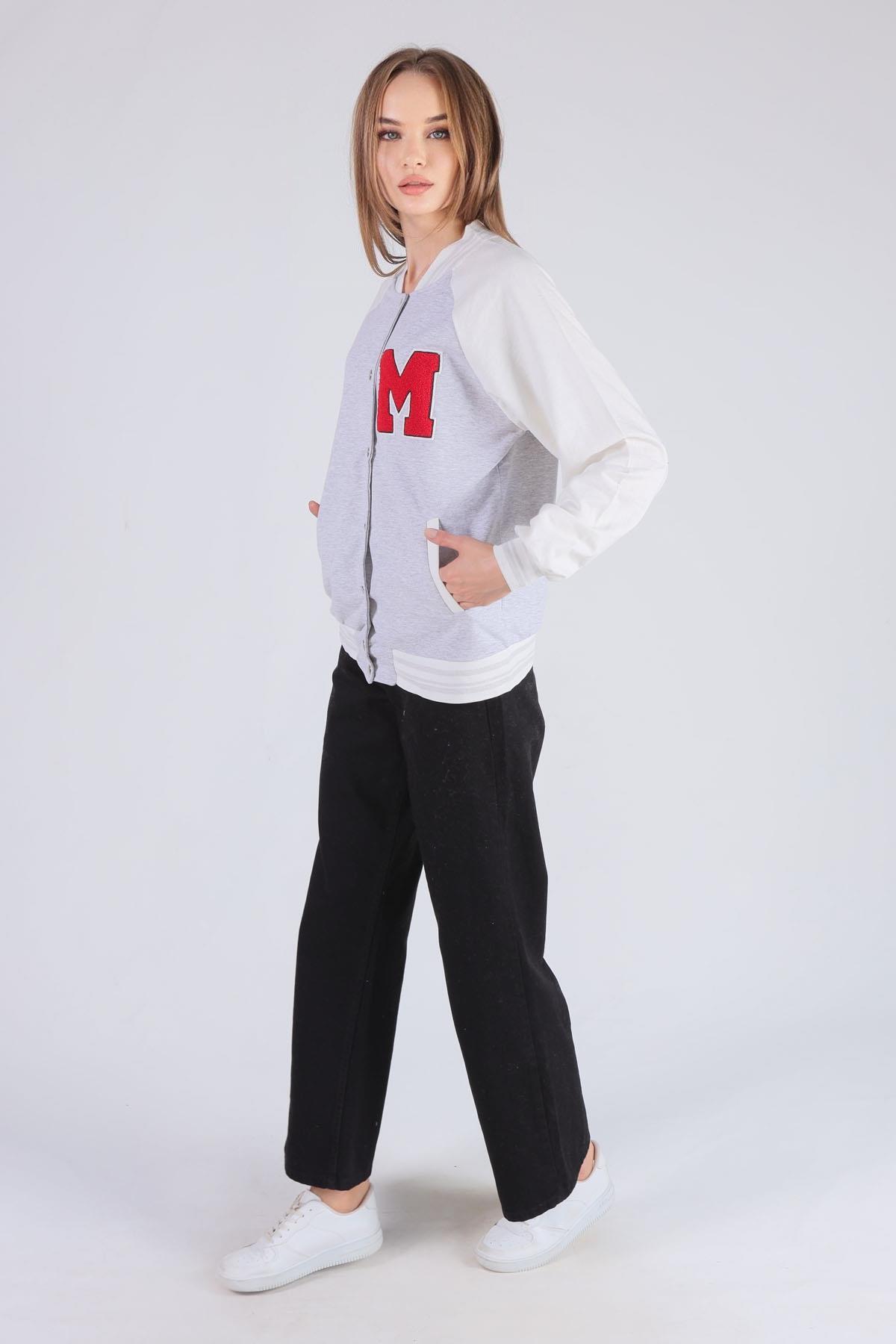 8831 M Baskı Kolej Ceket Gri - 2