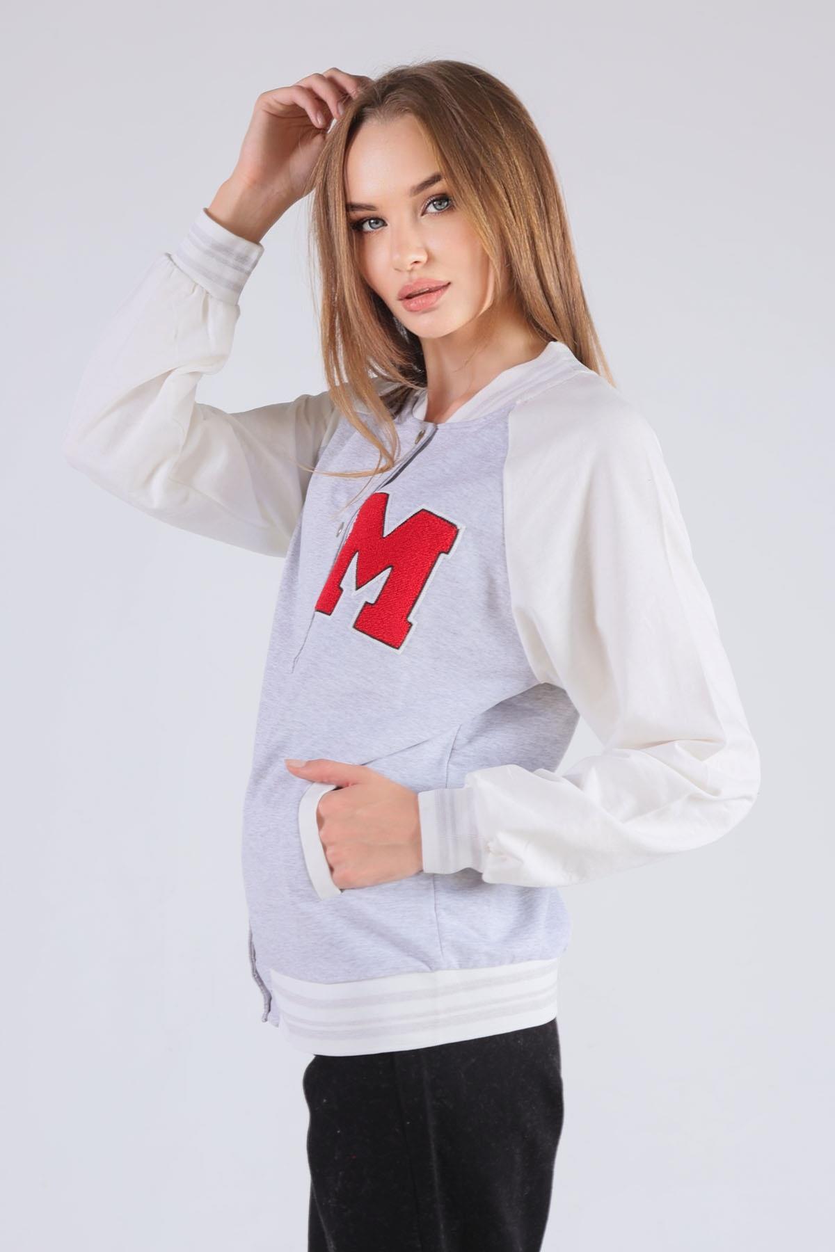 Gri M Baskı Kolej Ceket 8831 - 3