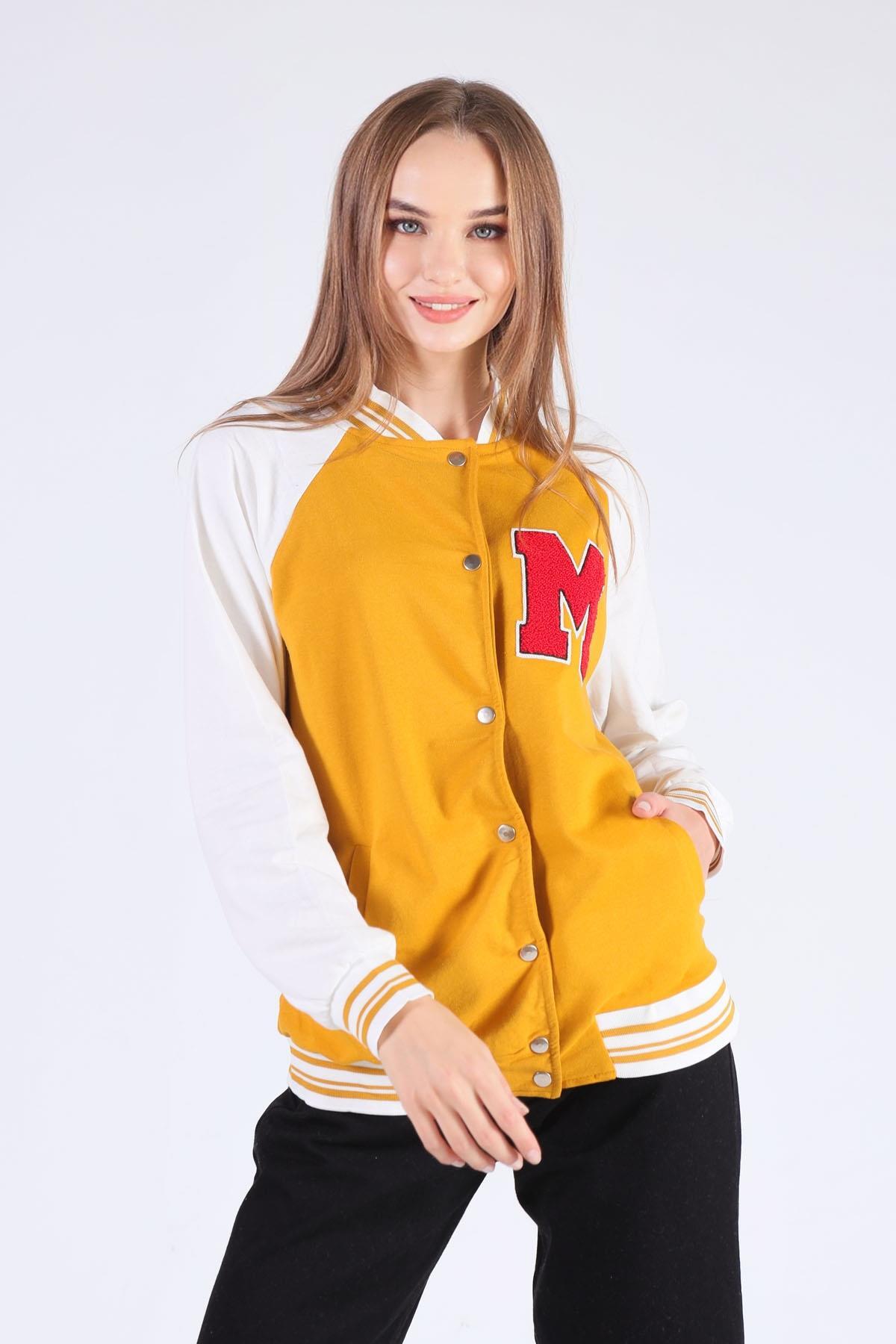 8831 M Baskı Kolej Ceket Hardal - 3