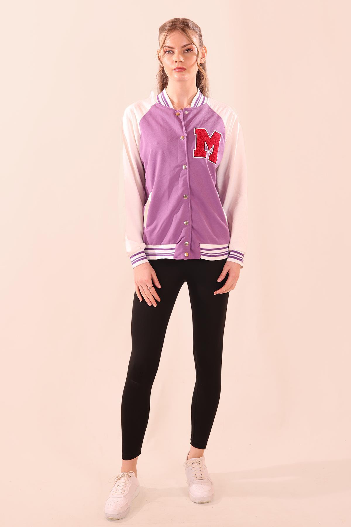 8831 M Baskı Kolej Ceket Lila - 1