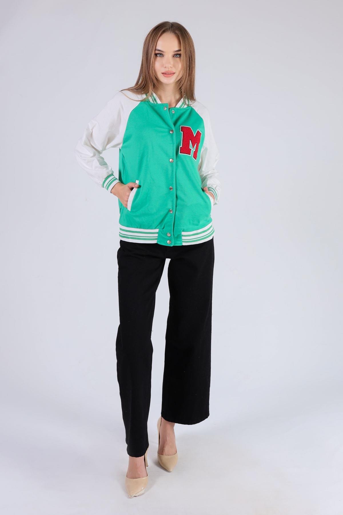 Yeşil M Baskı Kolej Ceket 8831 - 3