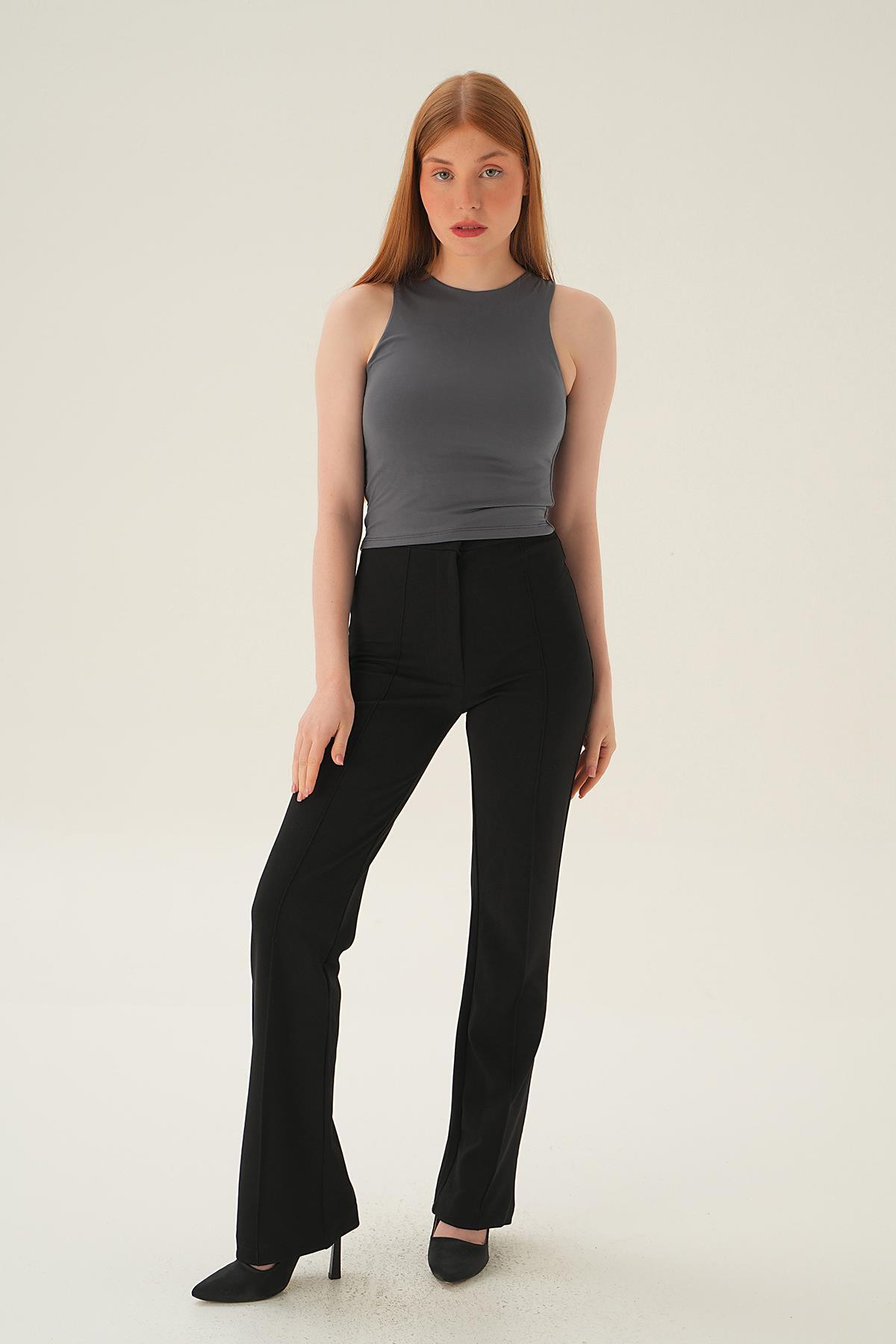 Füme Bisiklet Yaka Bluz 8867 - 6