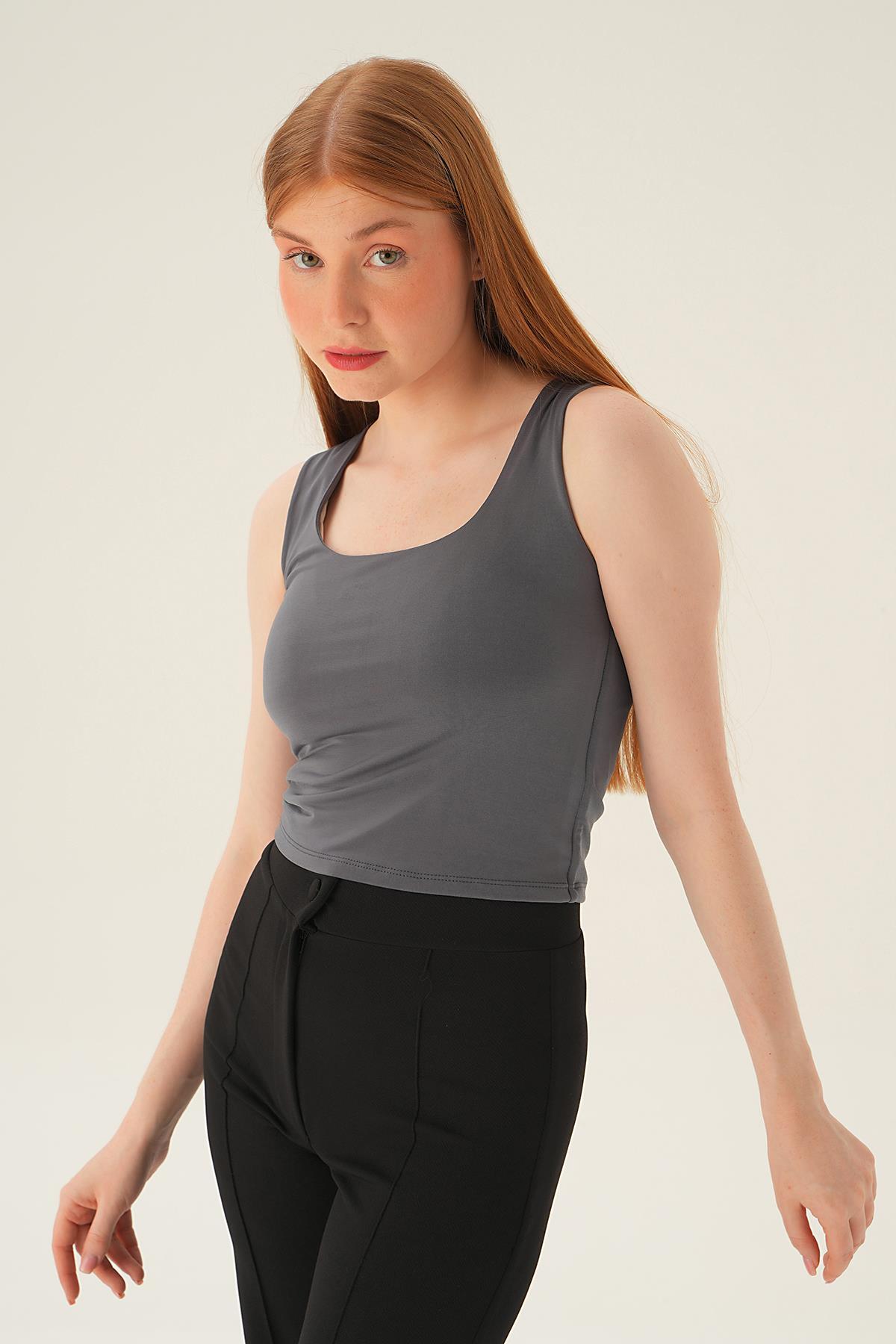 Füme Kare Yaka Bluz 8876 - 2