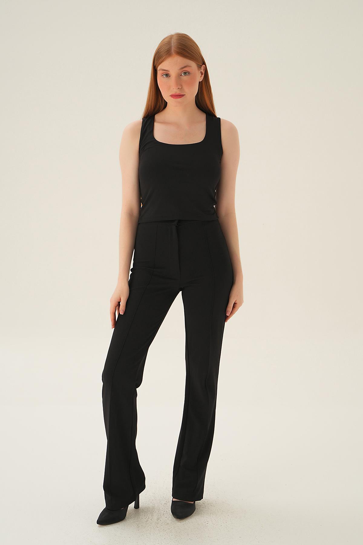 Siyah Kare Yaka Bluz 8876 - 5