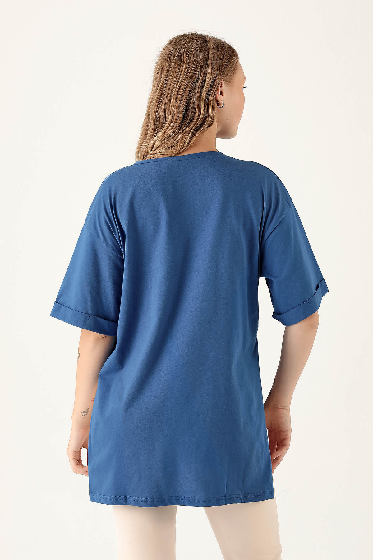 Saks Yan Yırtmaç Dubble Kol Tişört 9000M - 5