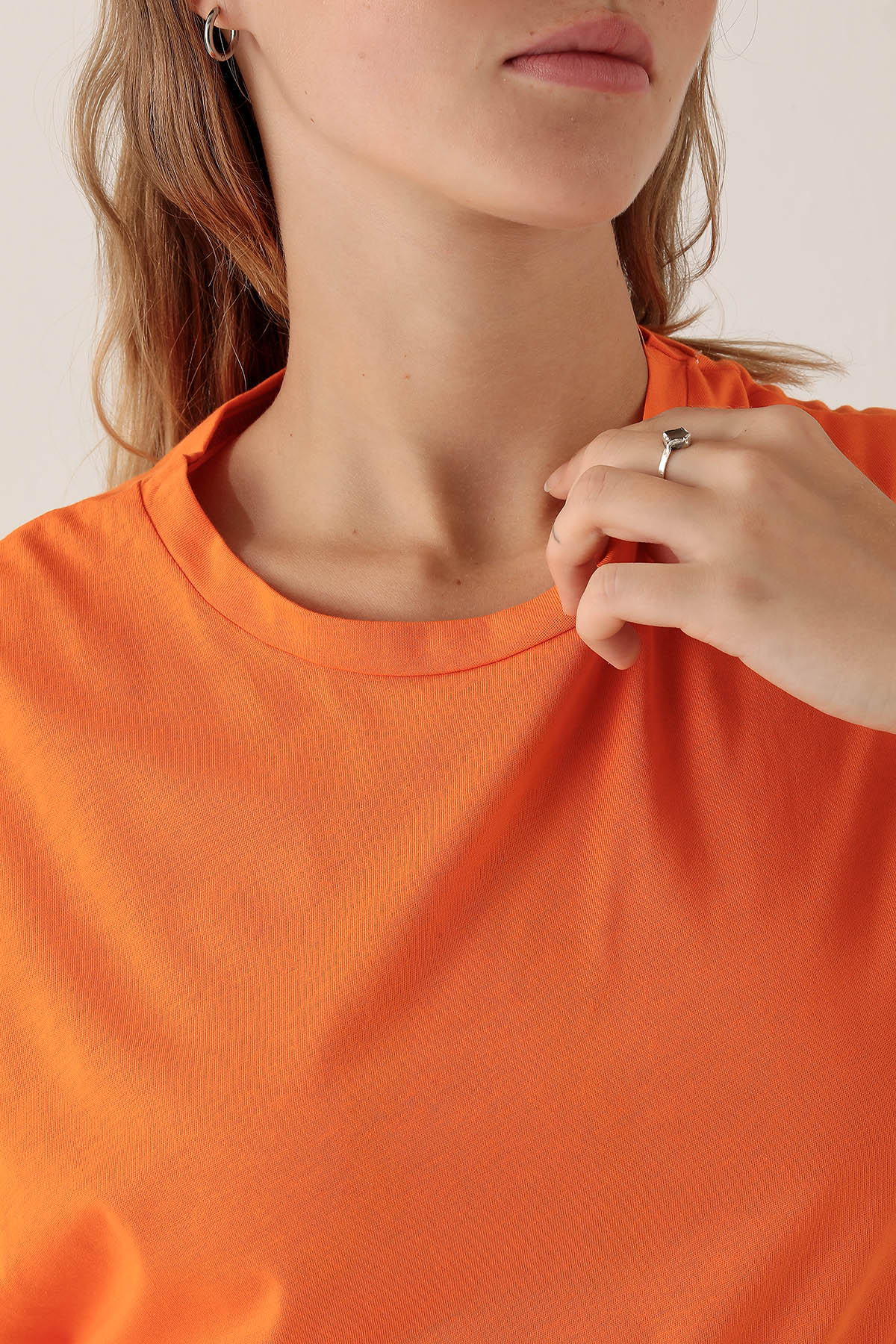 Orange Bisiklet Yaka Oversize Tişört 9001M - 6