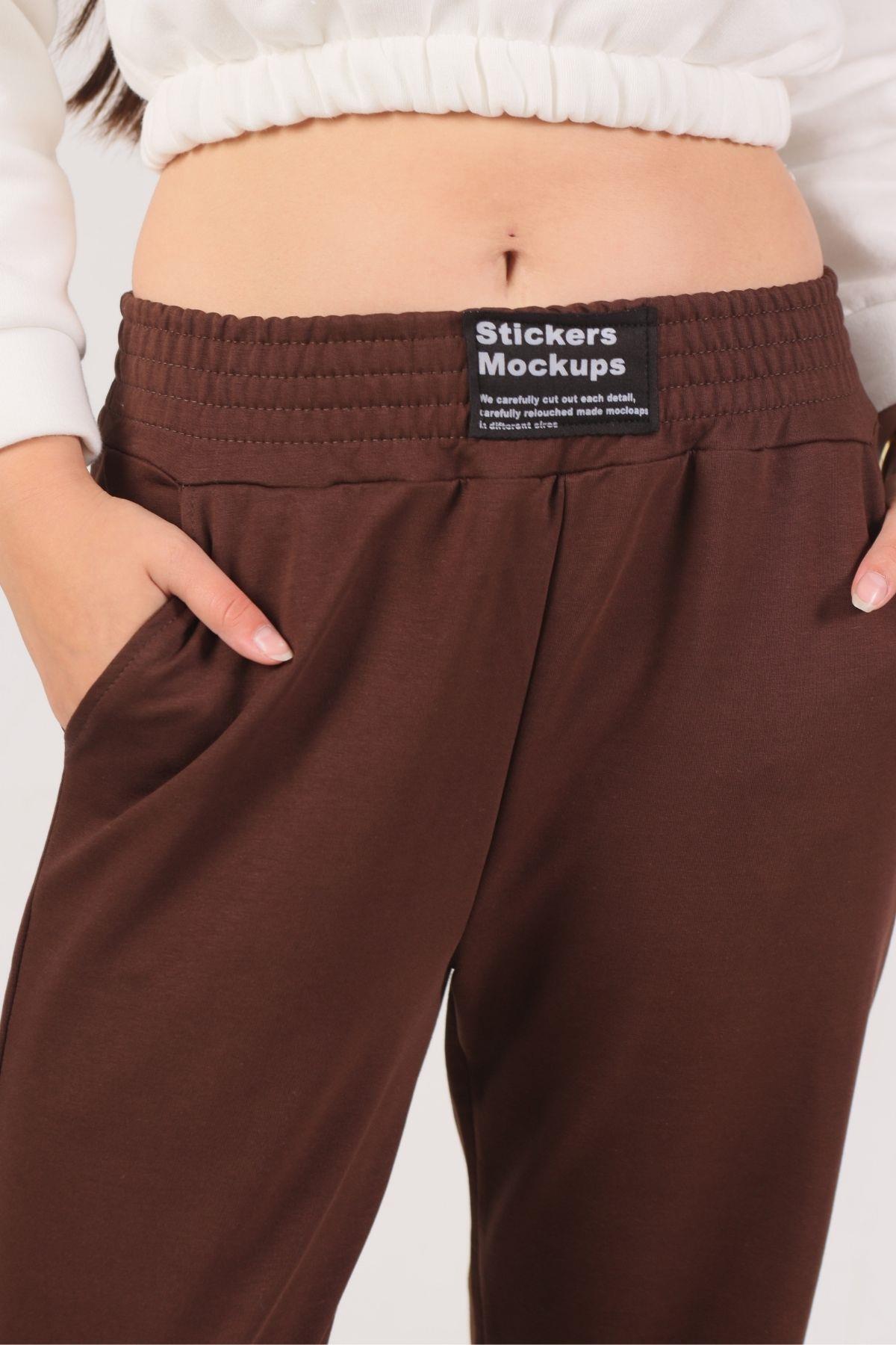 9009M Bel Arma Paça Lastik Eşofman Acı Kahve - 4