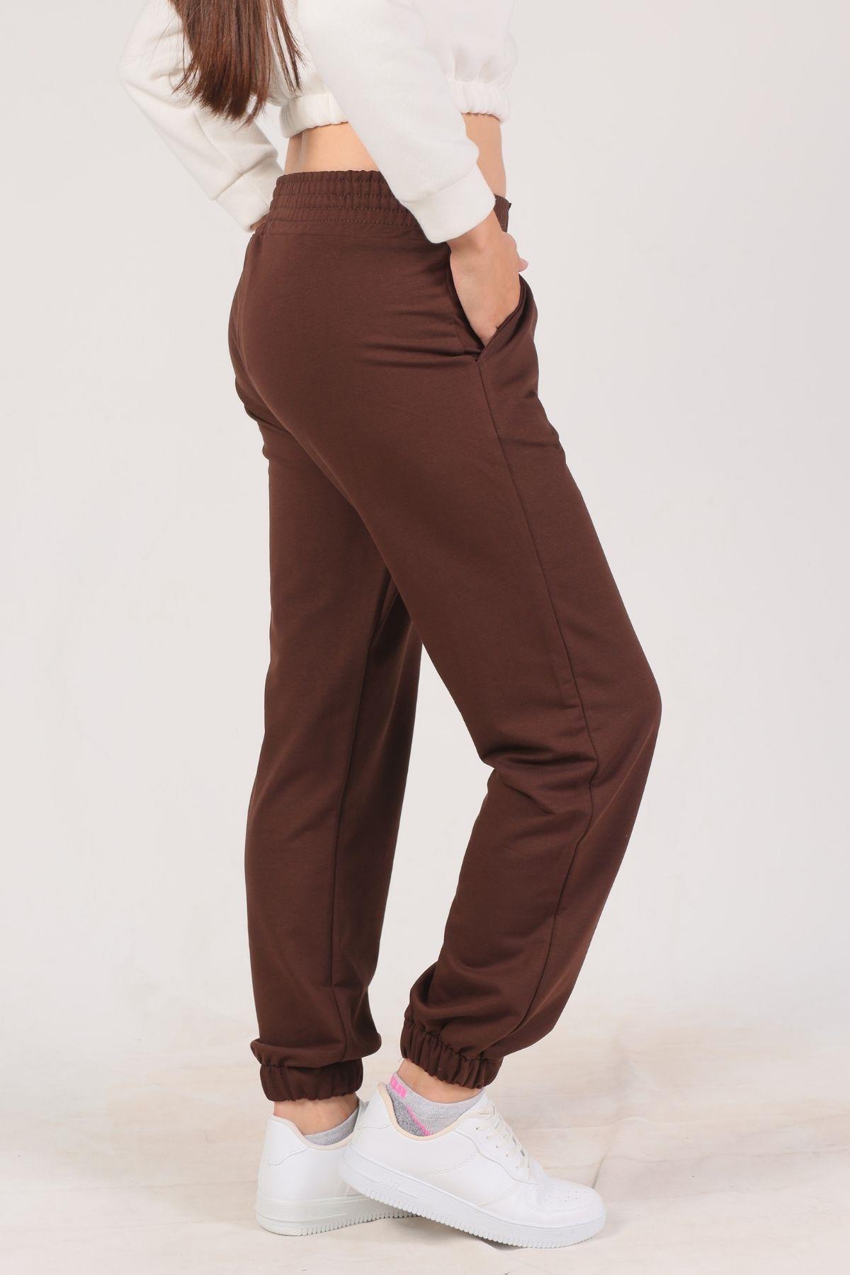 Acı Kahve Bel Arma Paça Lastik Eşofman 9009M - 2