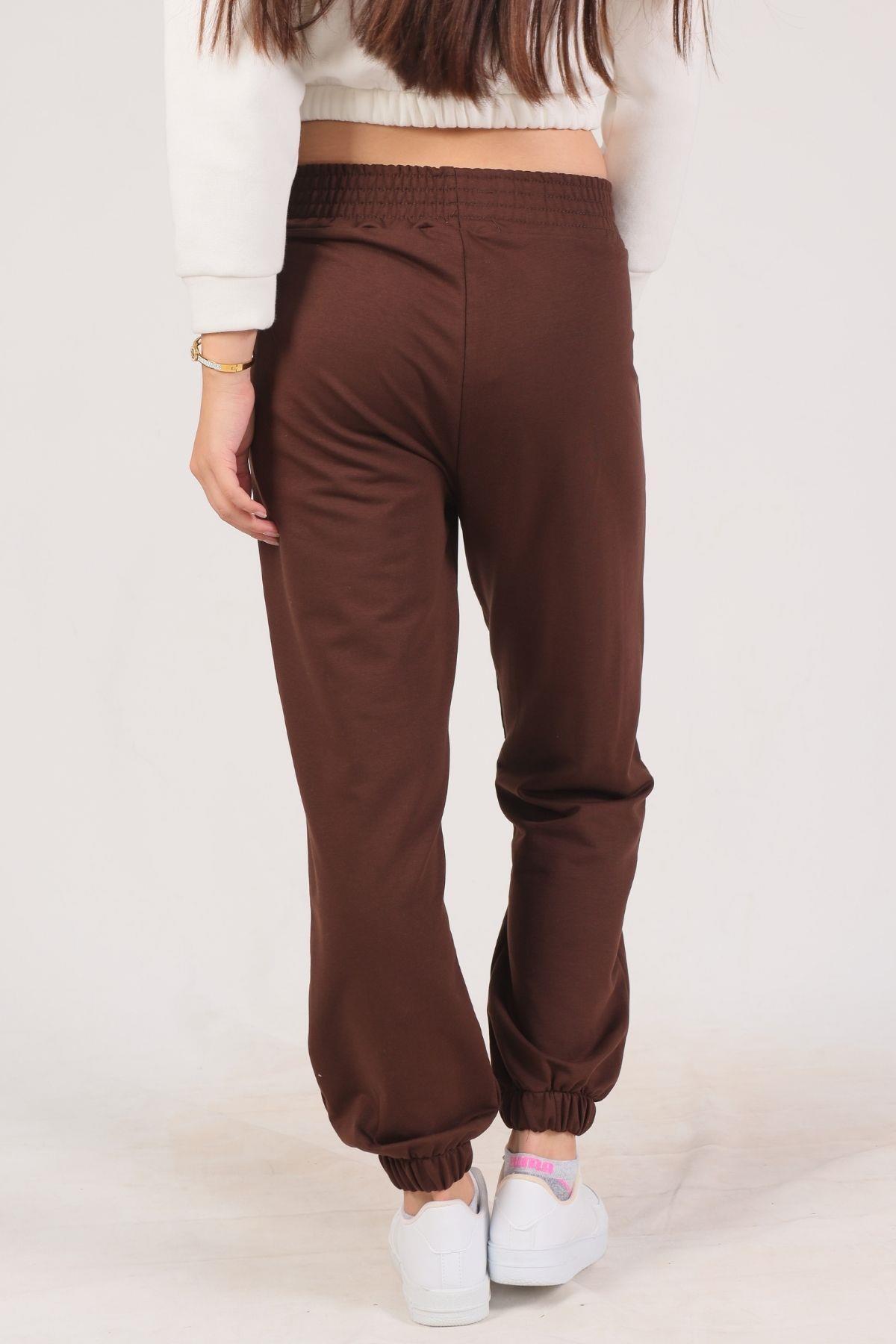 Acı Kahve Bel Arma Paça Lastik Eşofman 9009M - 3