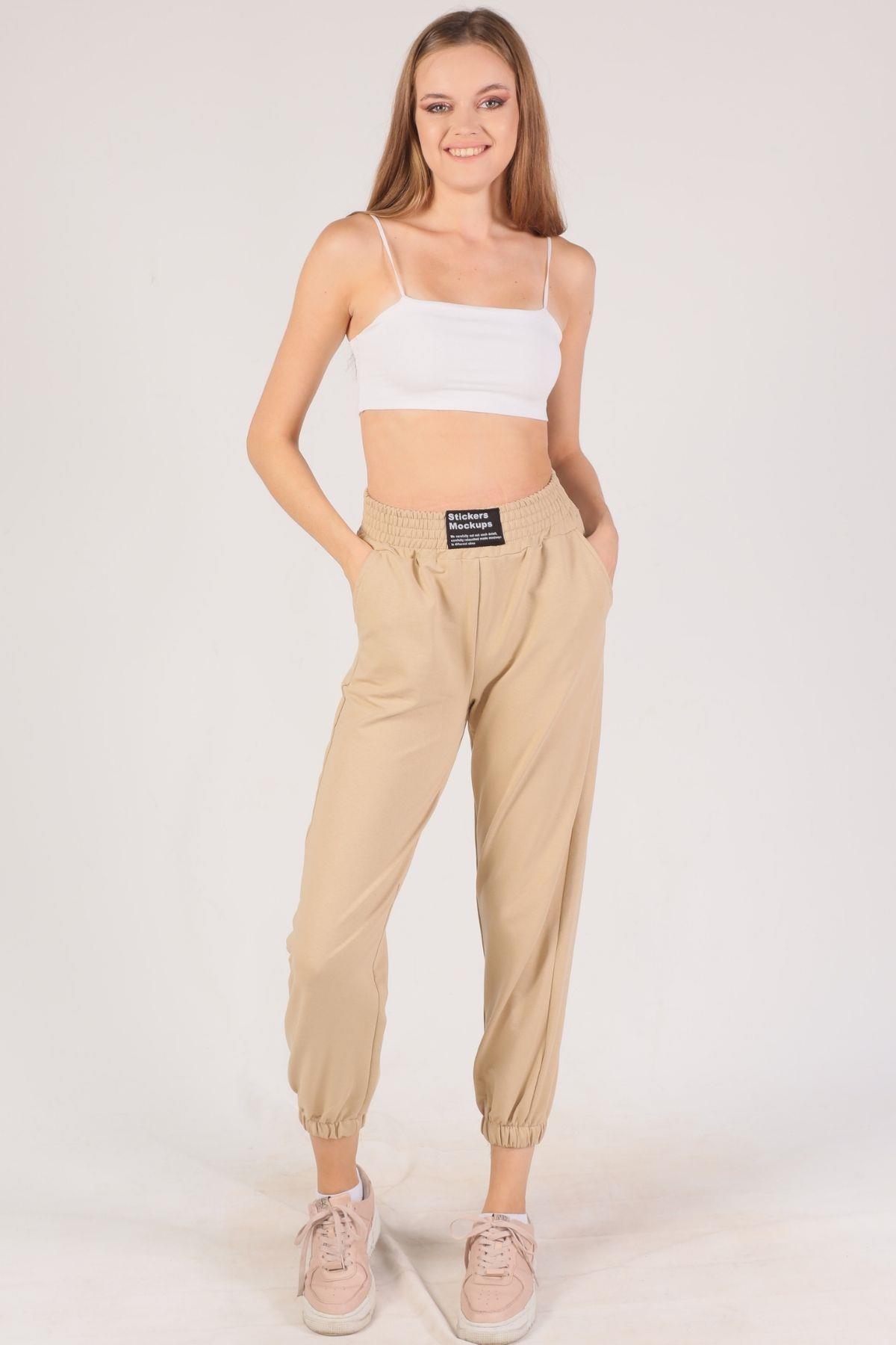 Bej Bel Arma Paça Lastik Eşofman 9009M - 1