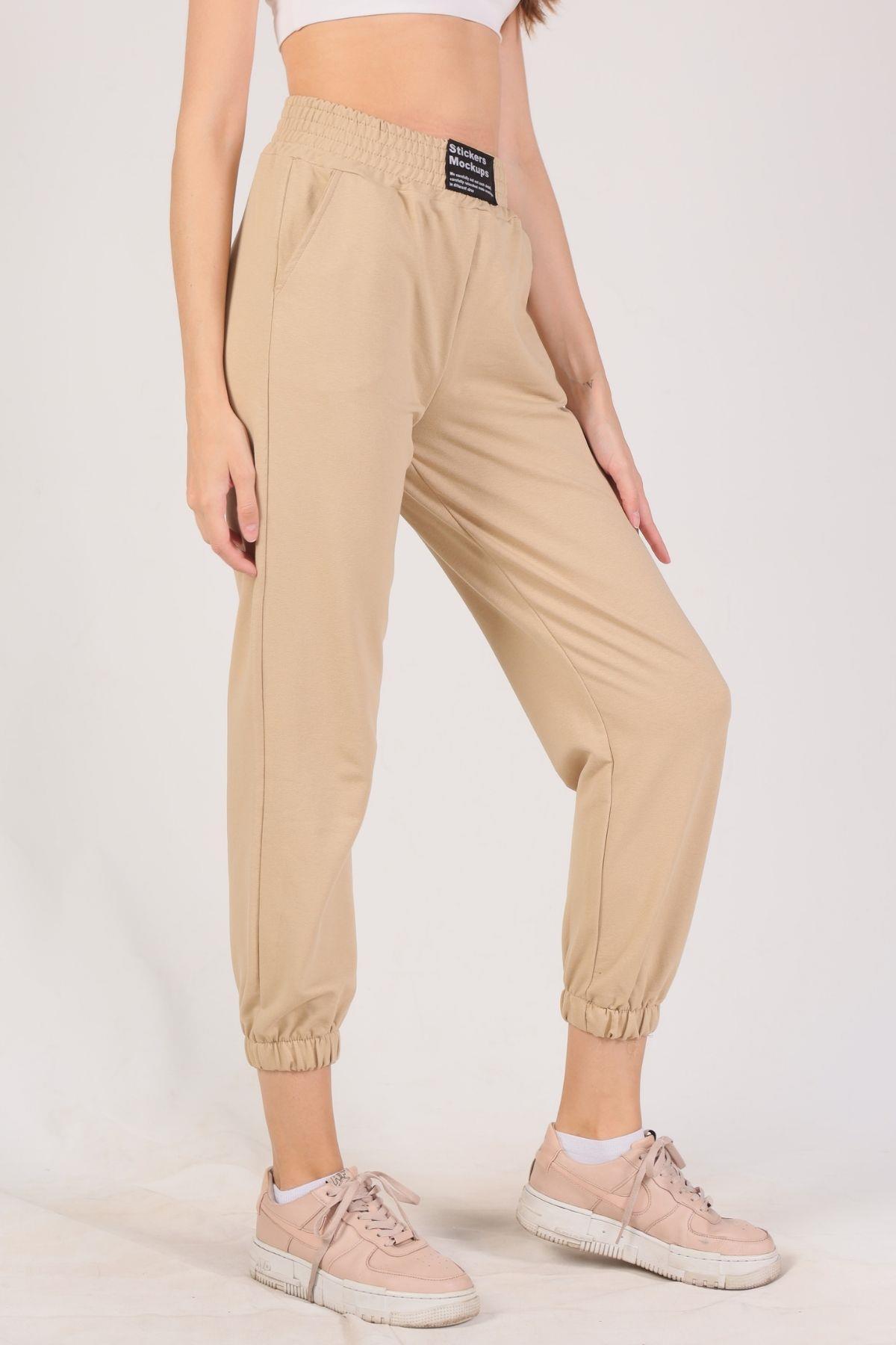 Bej Bel Arma Paça Lastik Eşofman 9009M - 4