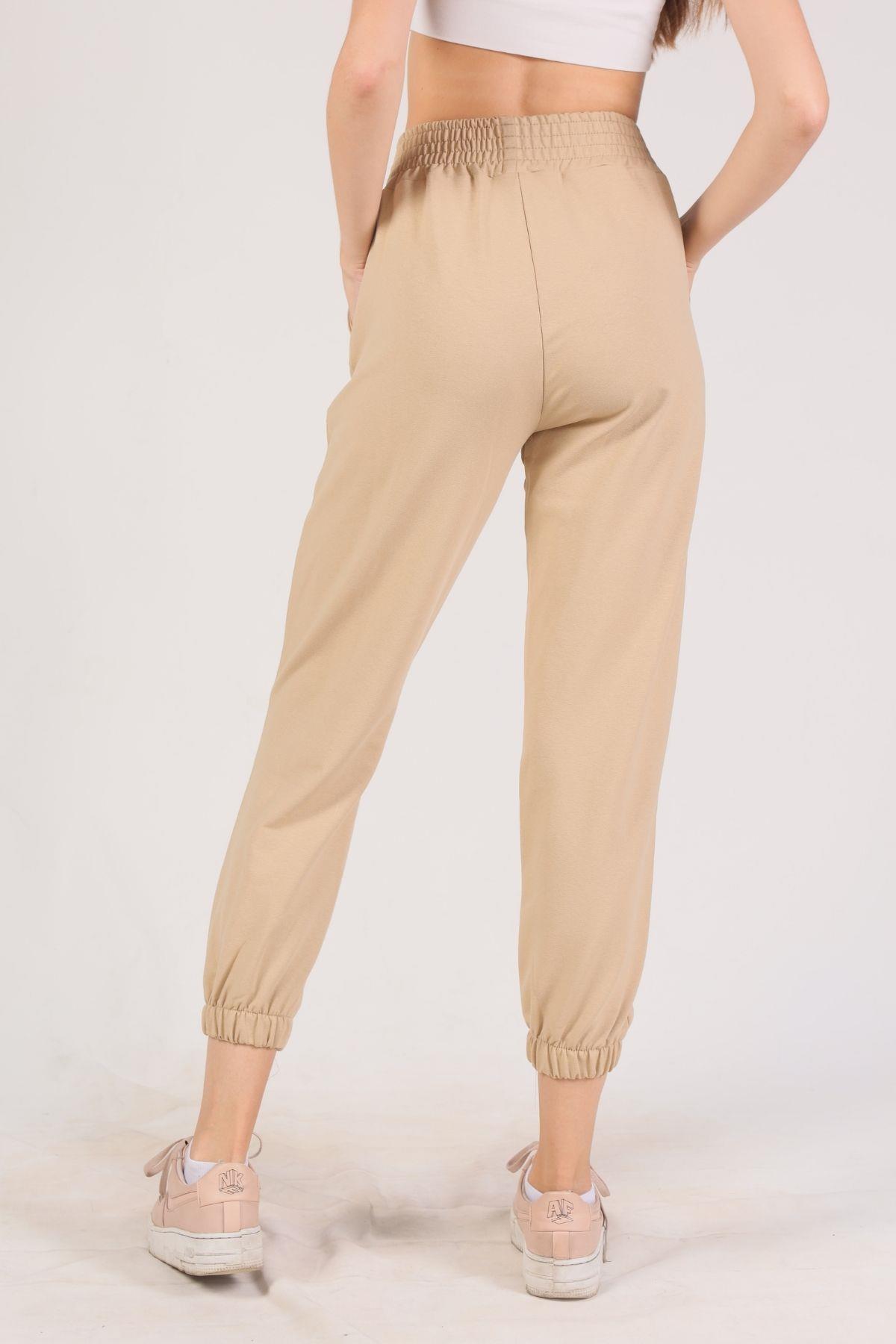 Bej Bel Arma Paça Lastik Eşofman 9009M - 5