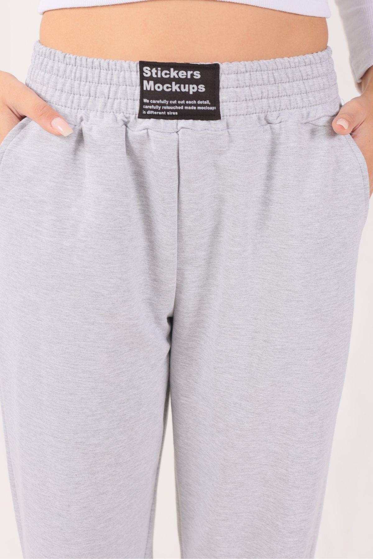 Gri Bel Arma Paça Lastik Eşofman 9009M - 3