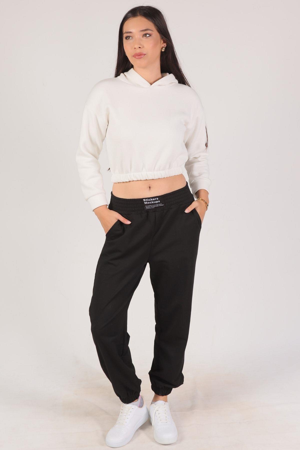 Siyah Bel Arma Paça Lastik Eşofman 9009M 