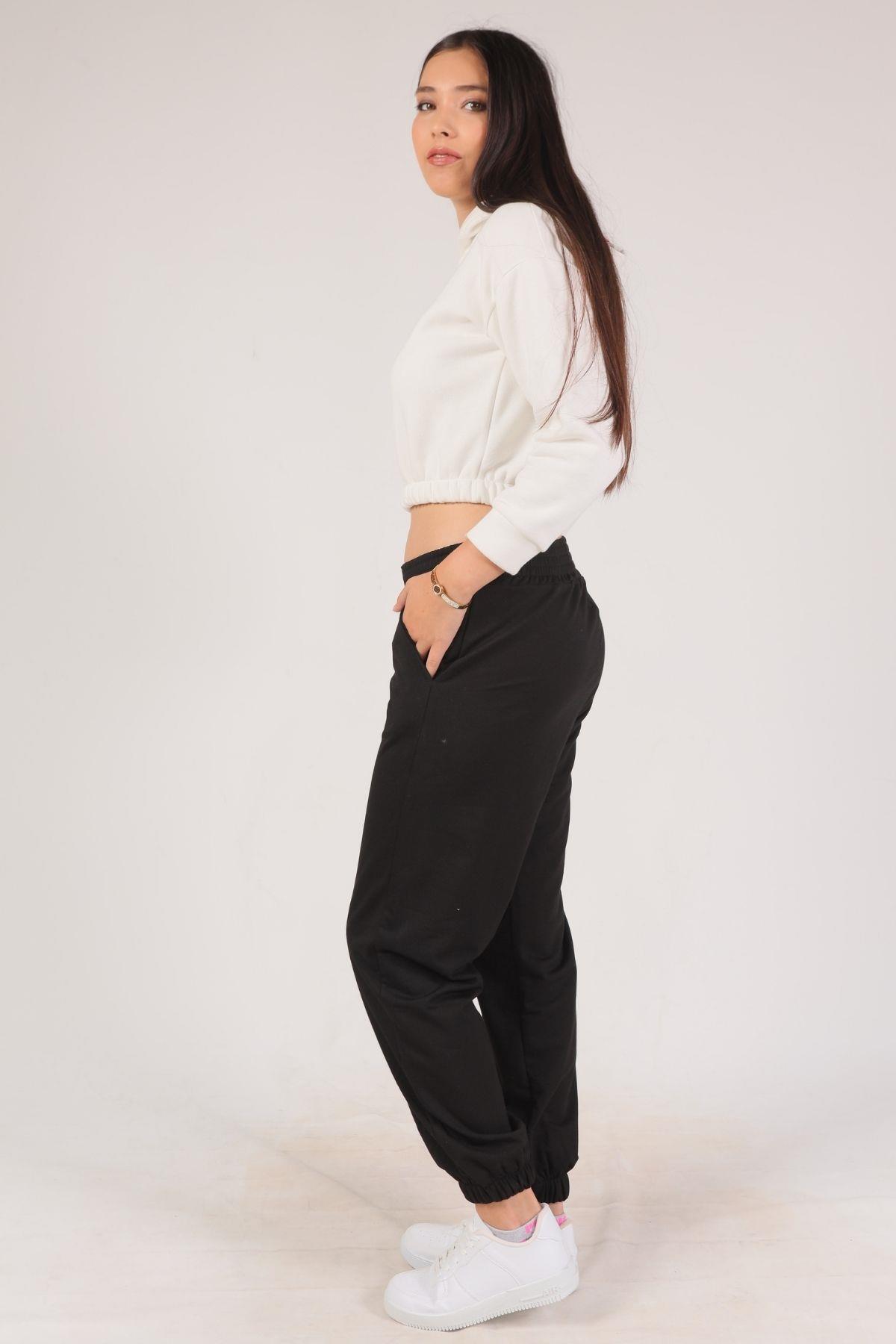 Siyah Bel Arma Paça Lastik Eşofman 9009M - 2