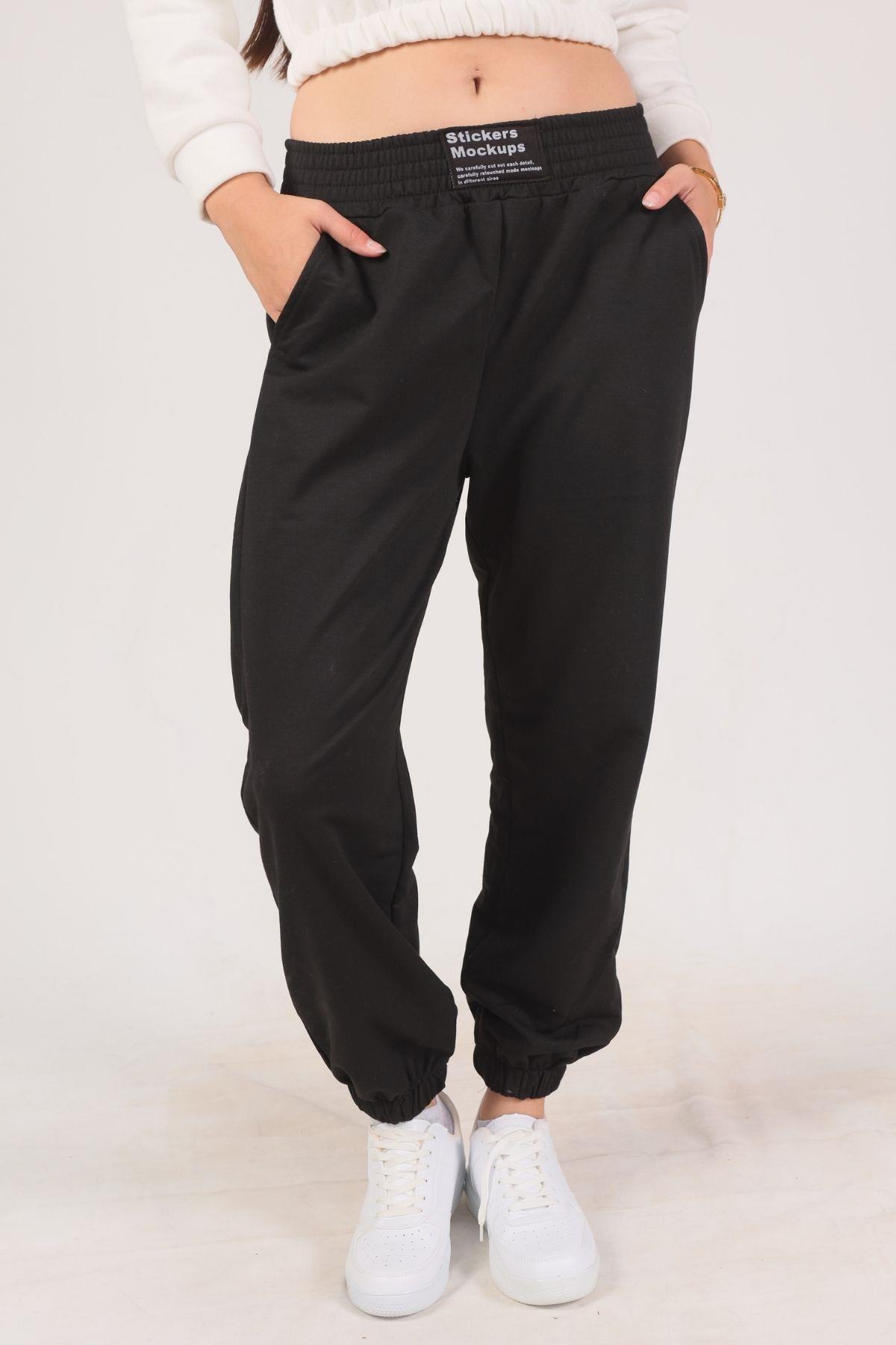 Siyah Bel Arma Paça Lastik Eşofman 9009M - 4