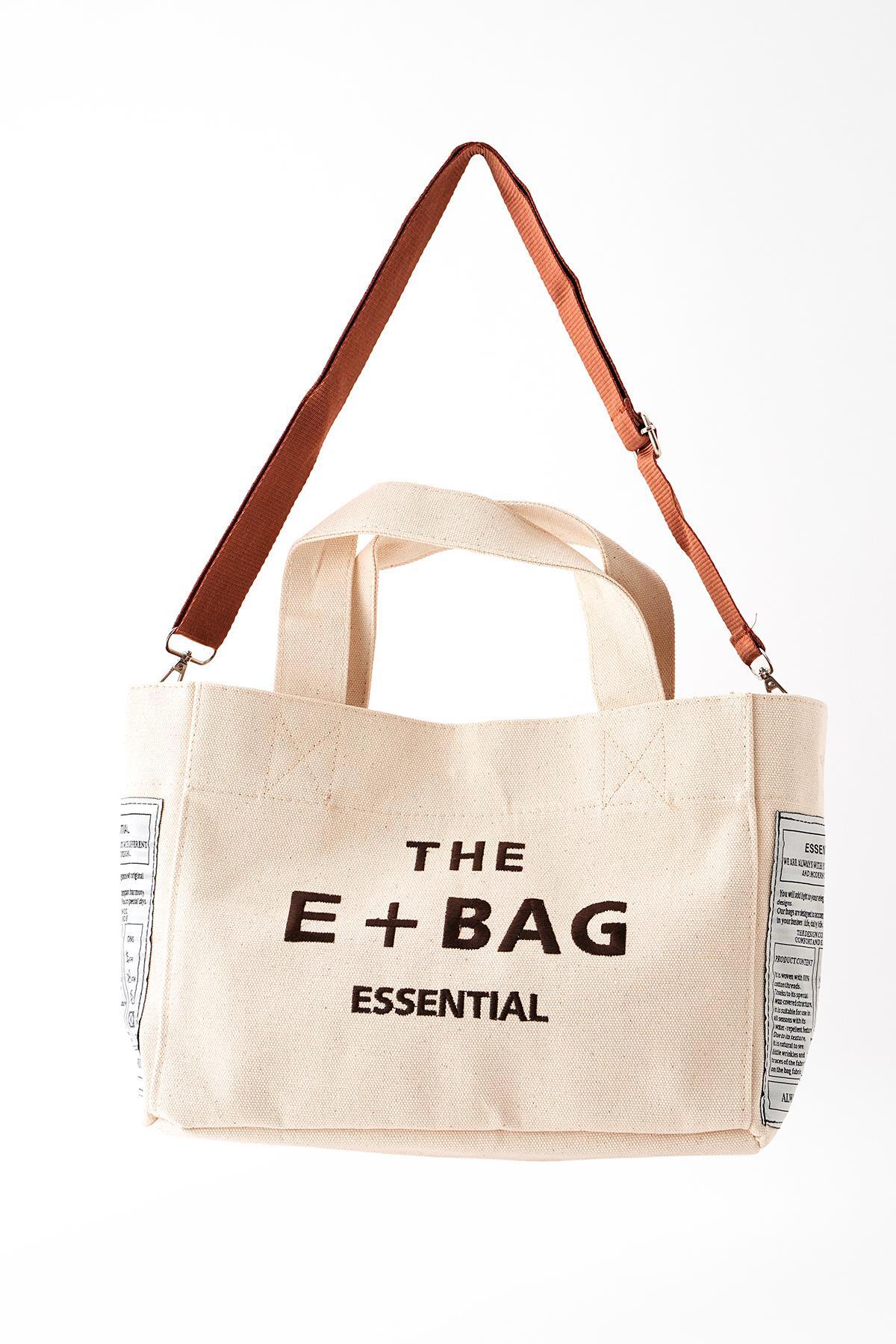 Bej Yazı Baskılı Çanta 9013 - 1