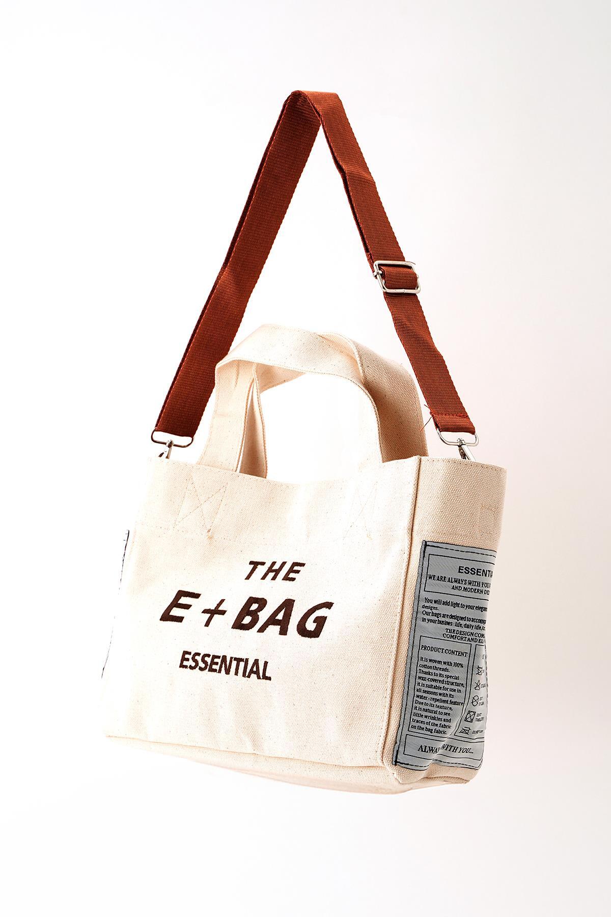 Bej Yazı Baskılı Çanta 9013 - 2