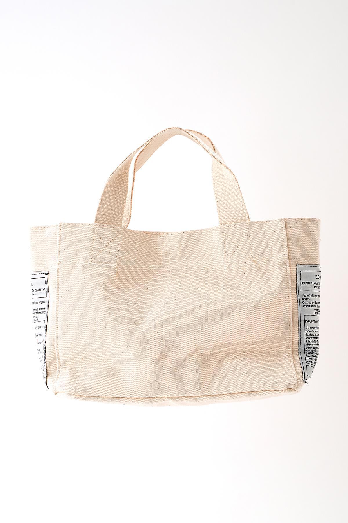 Bej Yazı Baskılı Çanta 9013 - 4