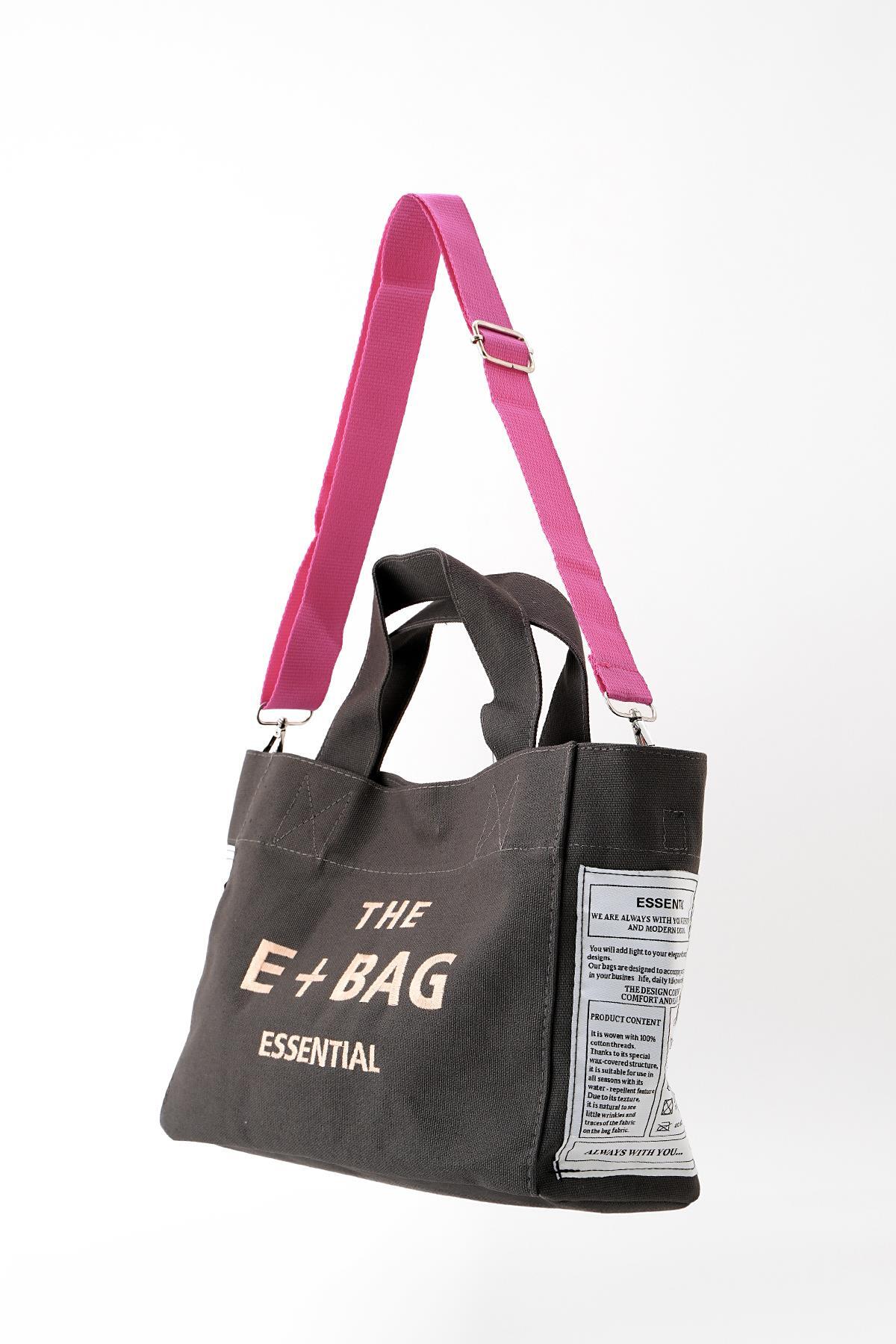 9013 Yazı Baskılı Çanta Füme - 2