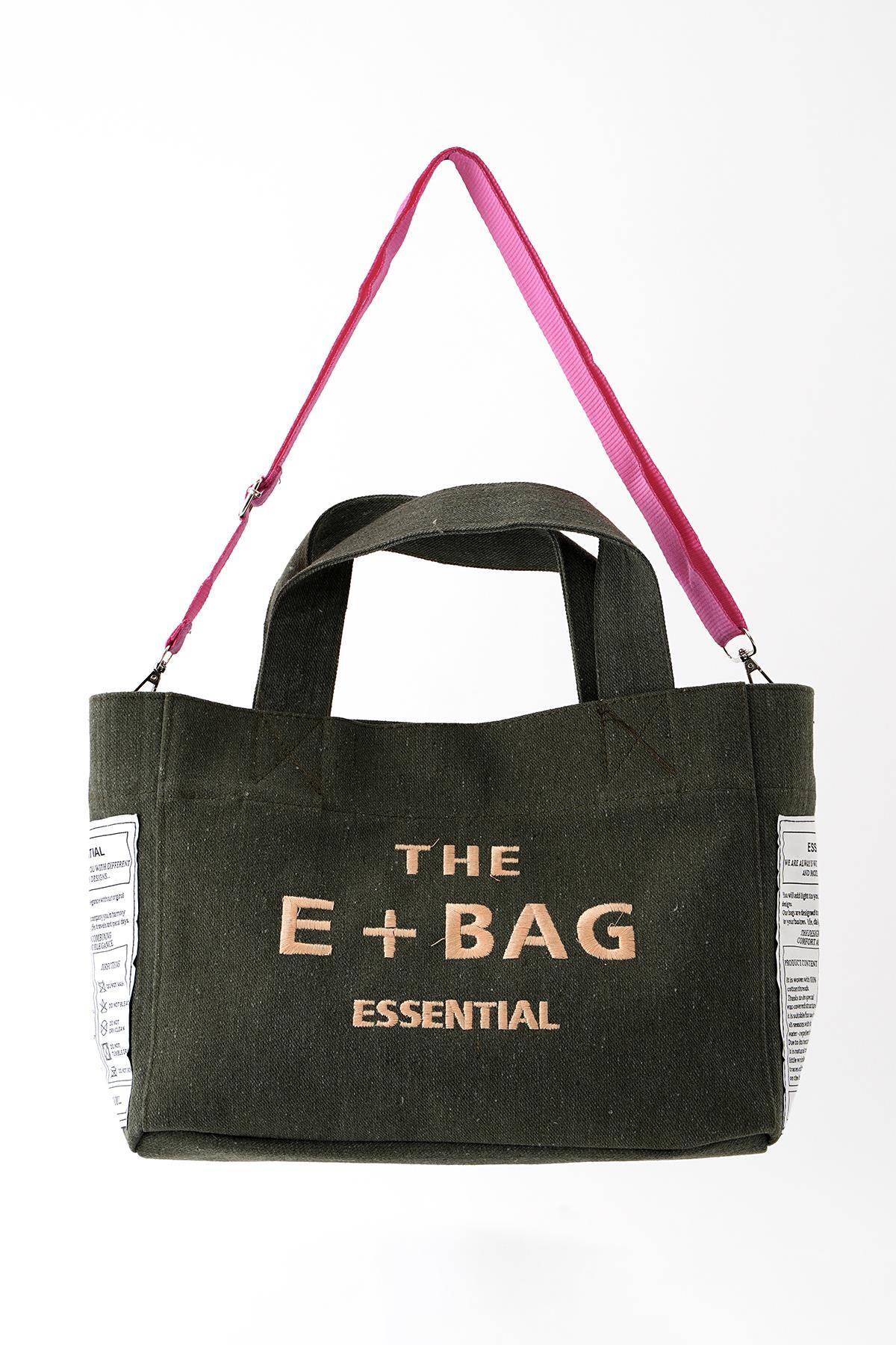 9013 Yazı Baskılı Çanta Yeşil 