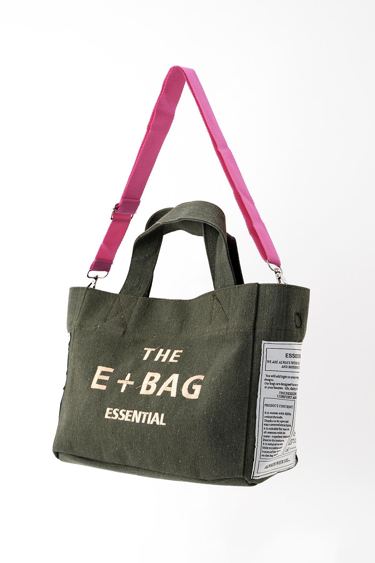 9013 Yazı Baskılı Çanta Yeşil - 2