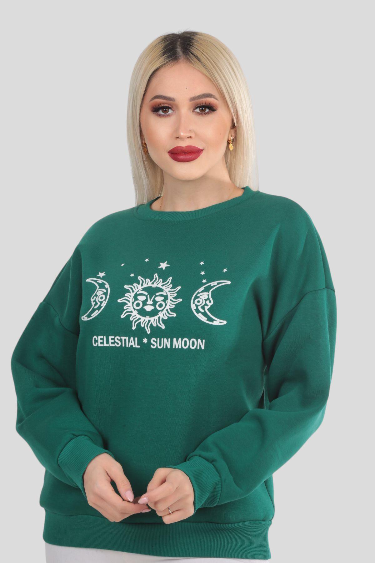 Nefti Sun Moon Baskı Sweat 9016M - 1