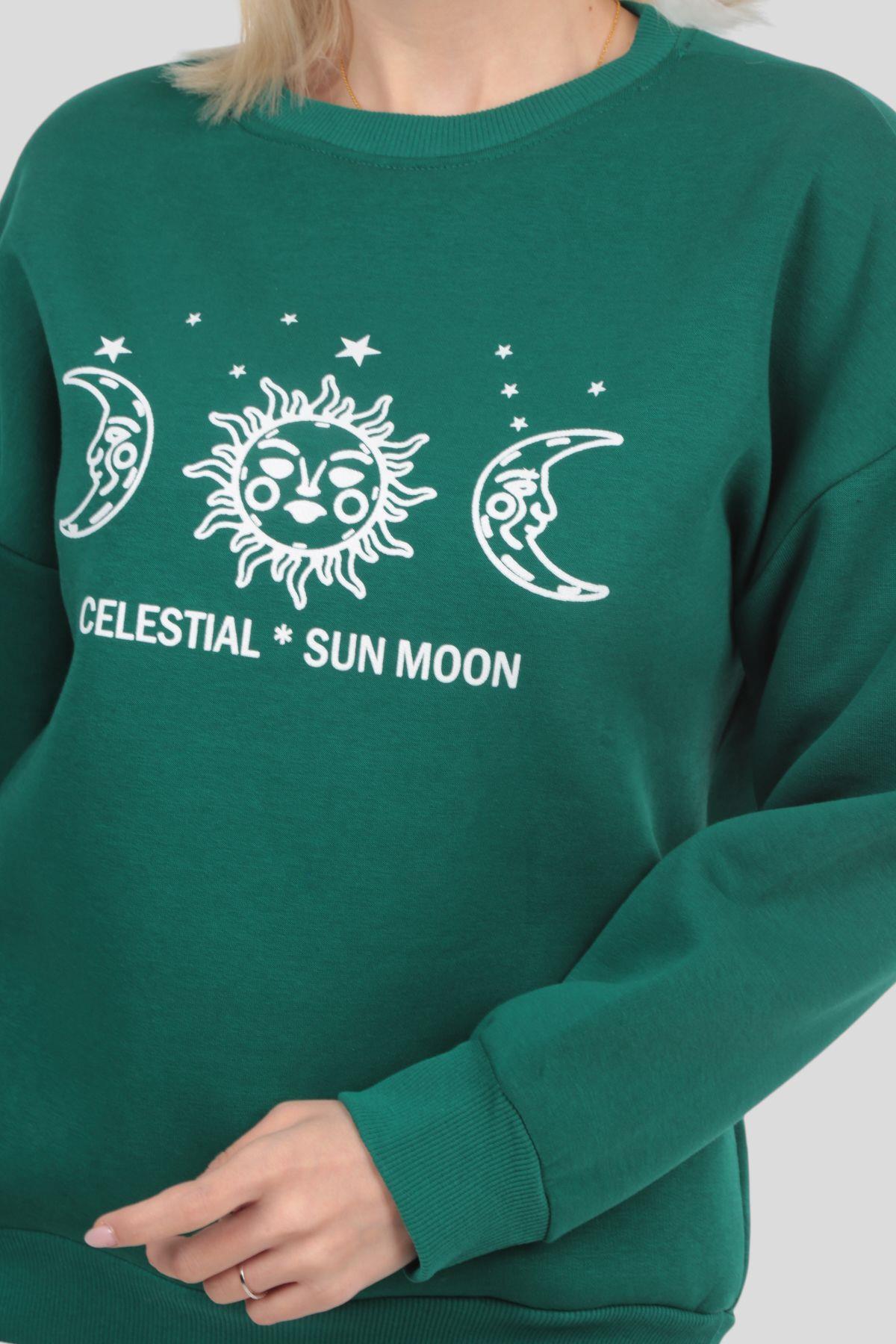 Nefti Sun Moon Baskı Sweat 9016M - 2