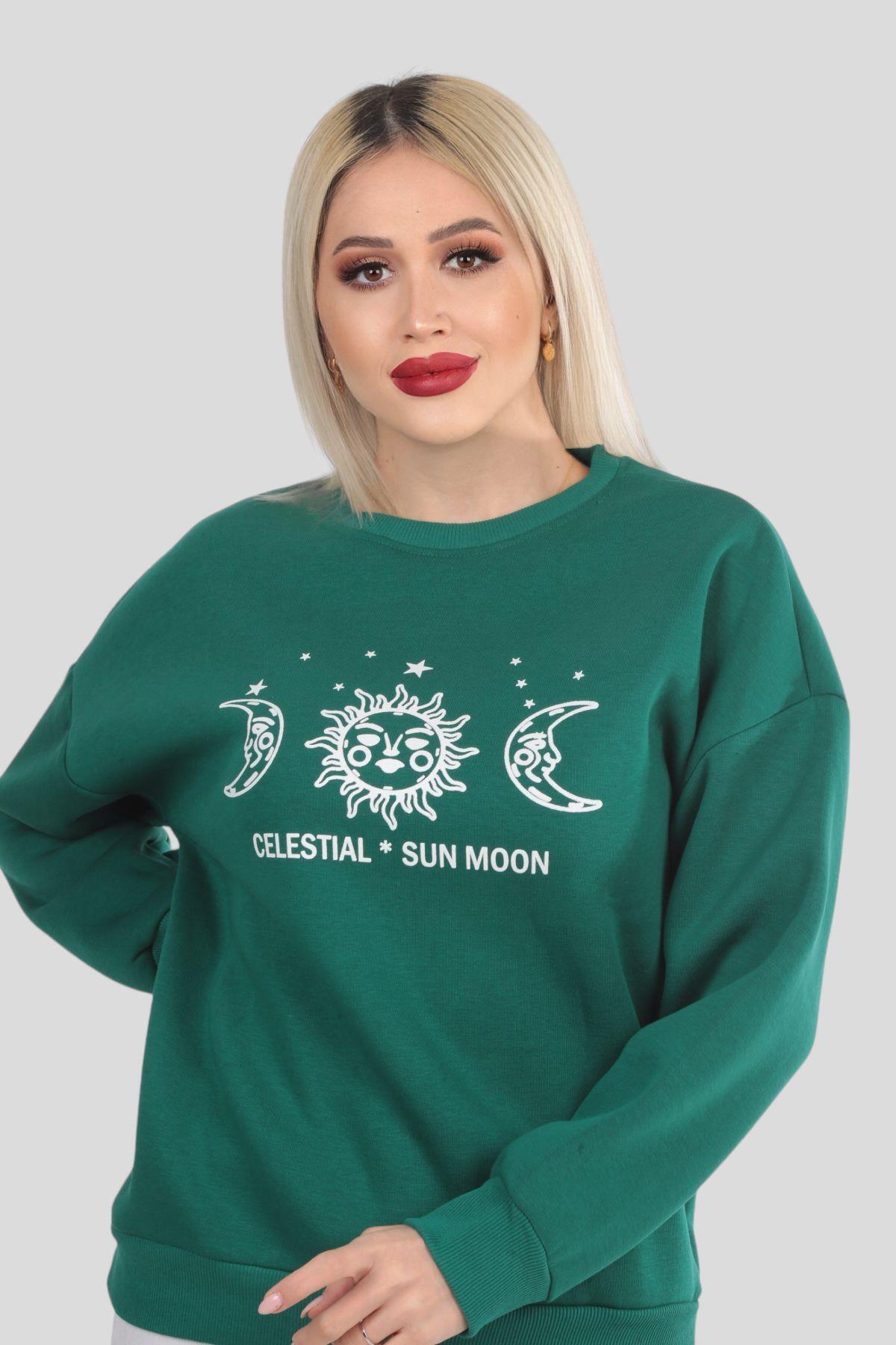 Nefti Sun Moon Baskı Sweat 9016M - 4