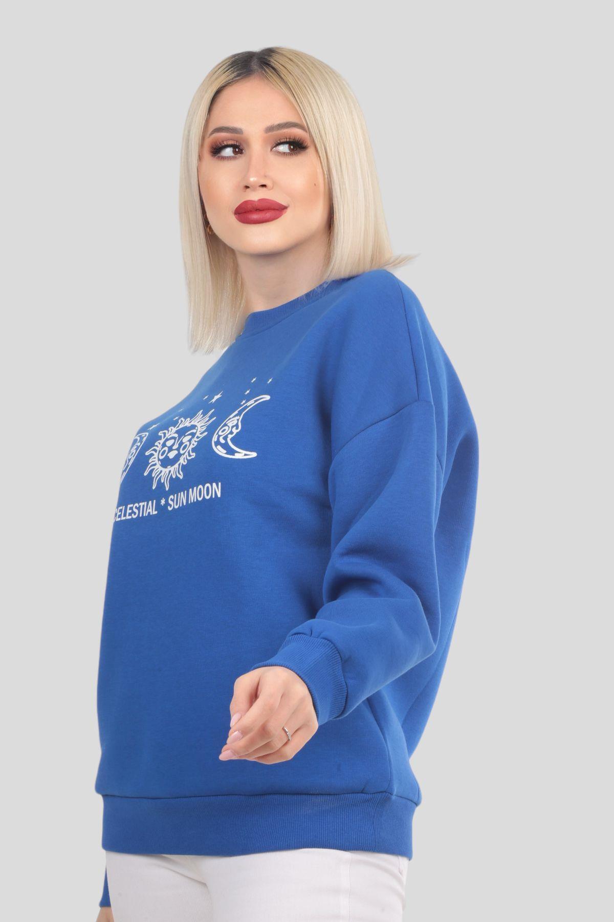 Saks Sun Moon Baskı Sweat 9016M - 1