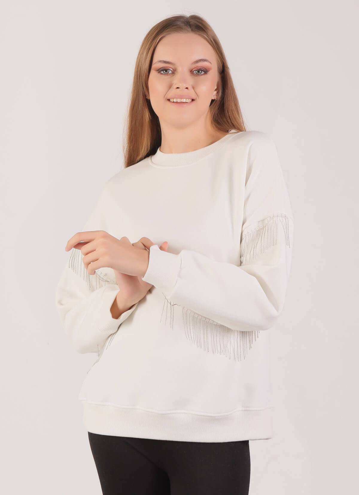 Ekru Zincir Detay Sweat 9017M - 2