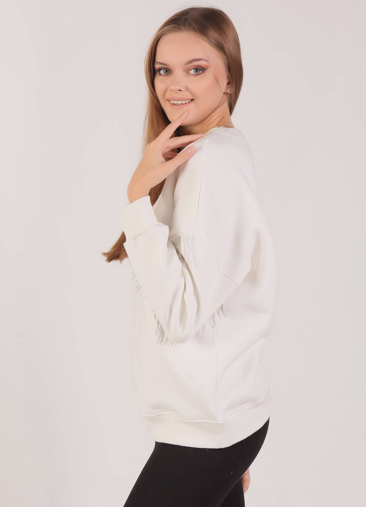 Ekru Zincir Detay Sweat 9017M - 3