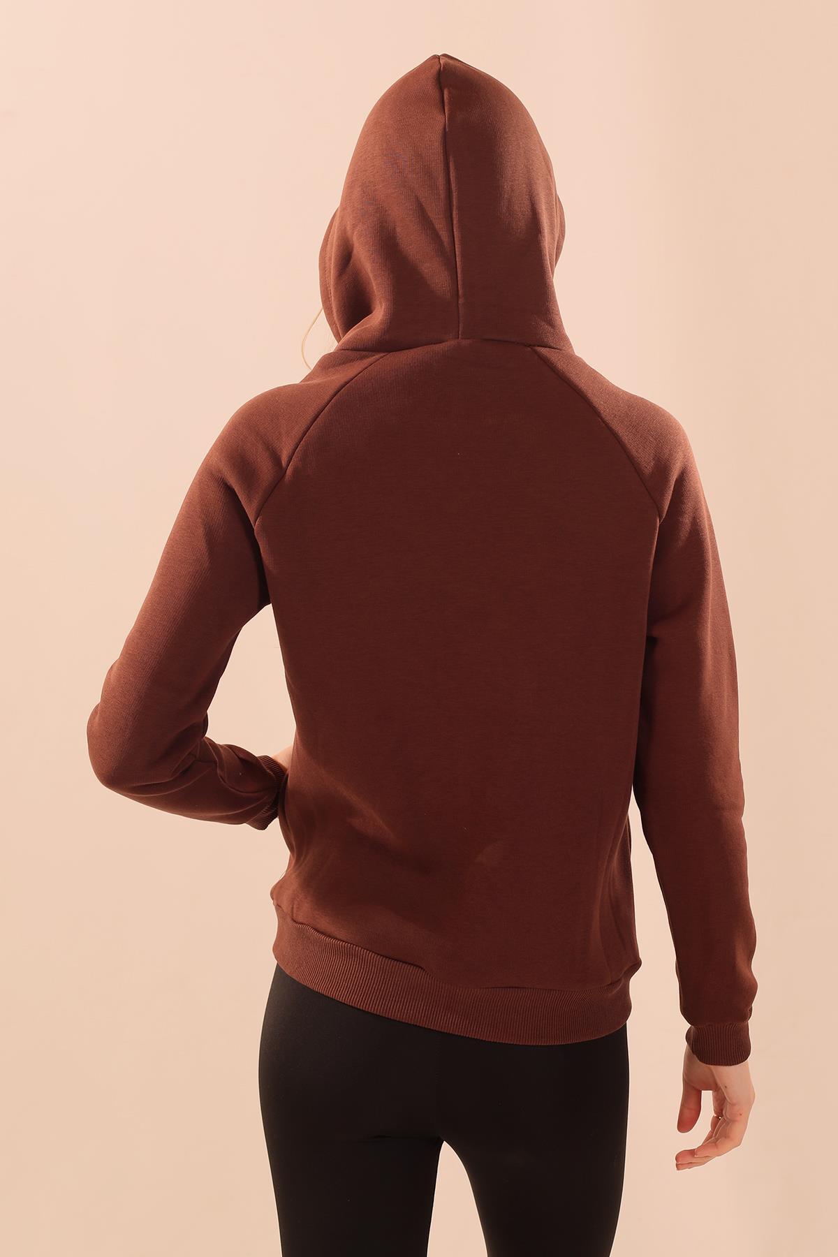 Acı Kahve Kapüşonlu Cep Detay Sweat 9018M - 6
