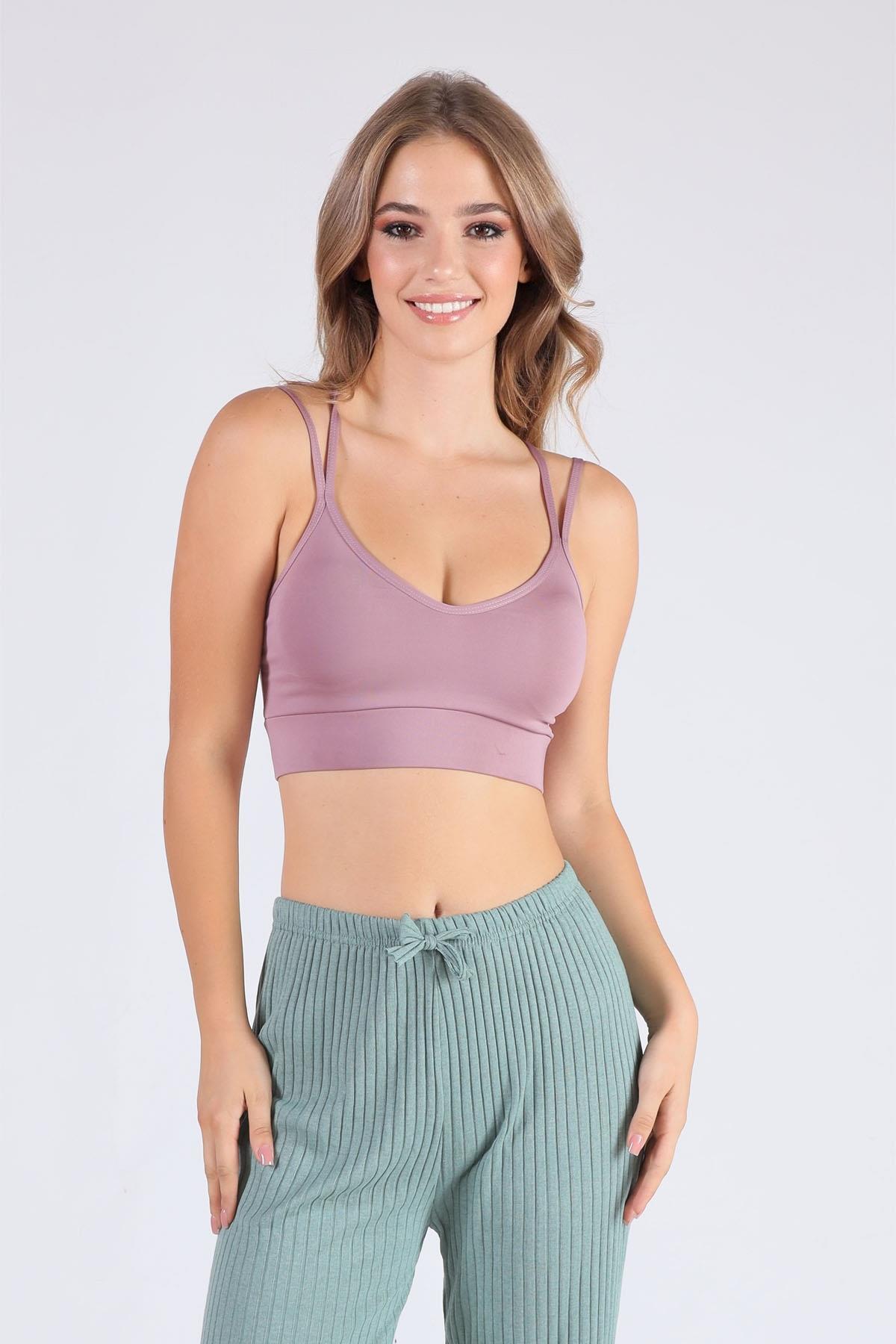 9024-1 Arka Çapraz Detay Büstiyer Gül Kurusu 