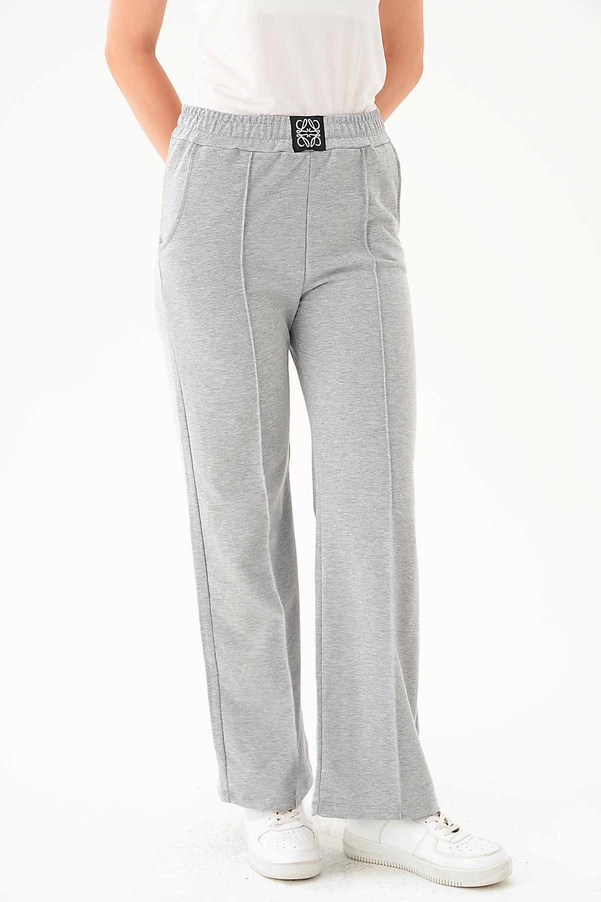 Gri Armalı Bol Paça Eşofman 9024M - 2